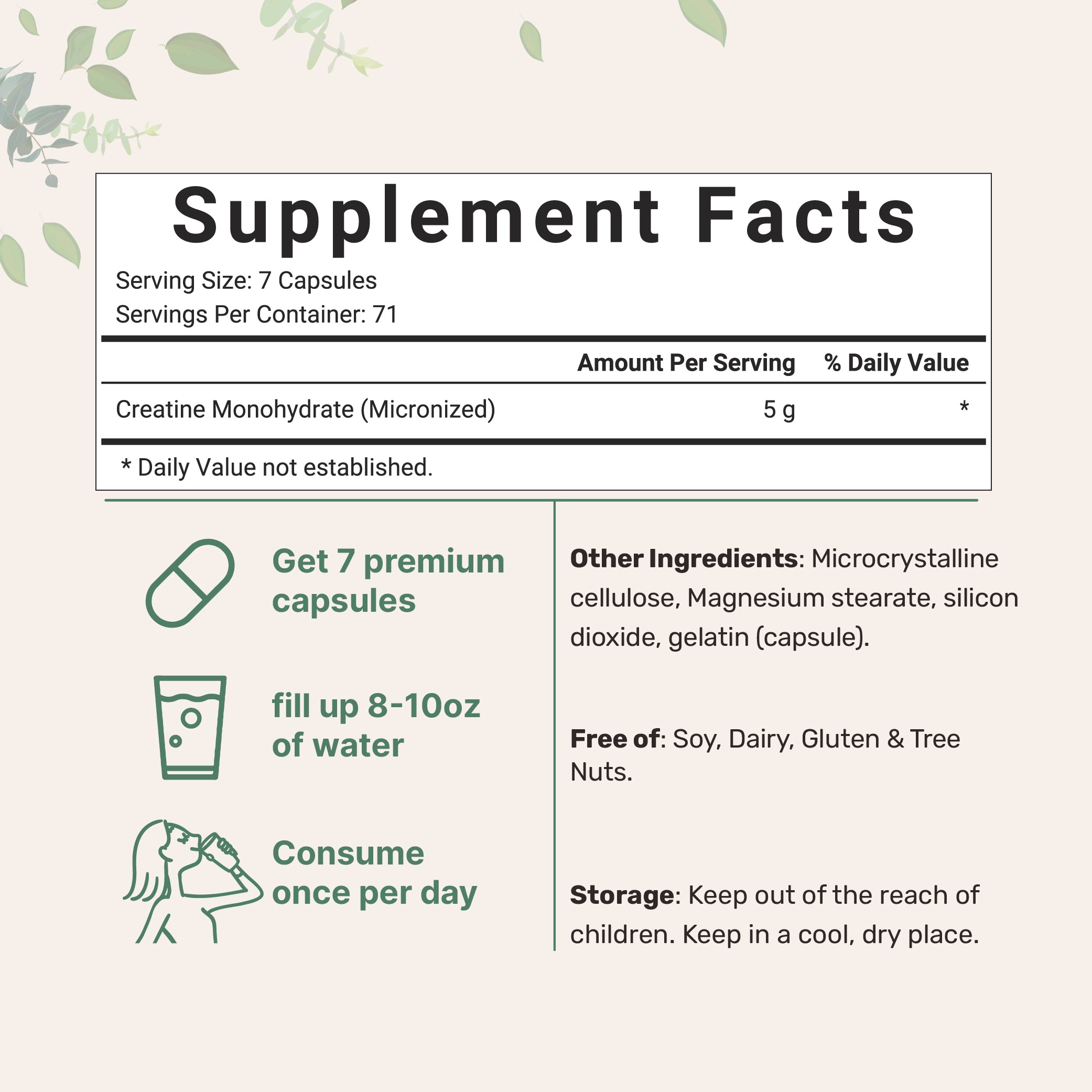 Micro Ingredients Creatine Monohydrate 5000mg Per Serving, 500 Capsules