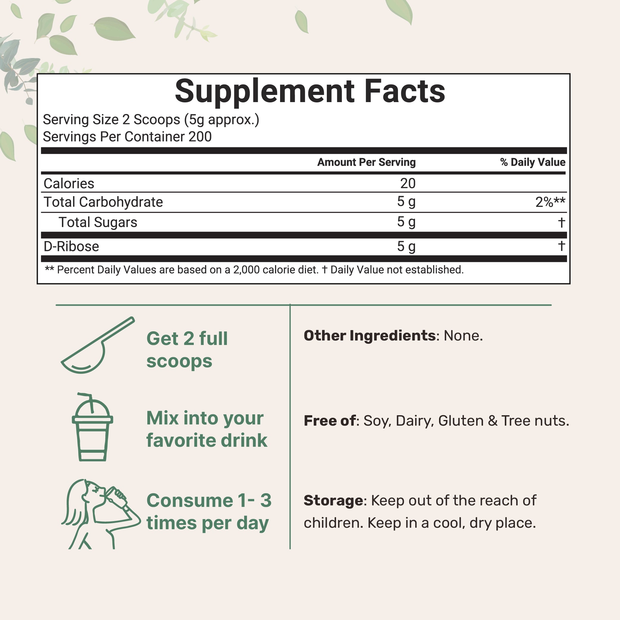 Micro Ingredients D-Ribose Powder, 1kg