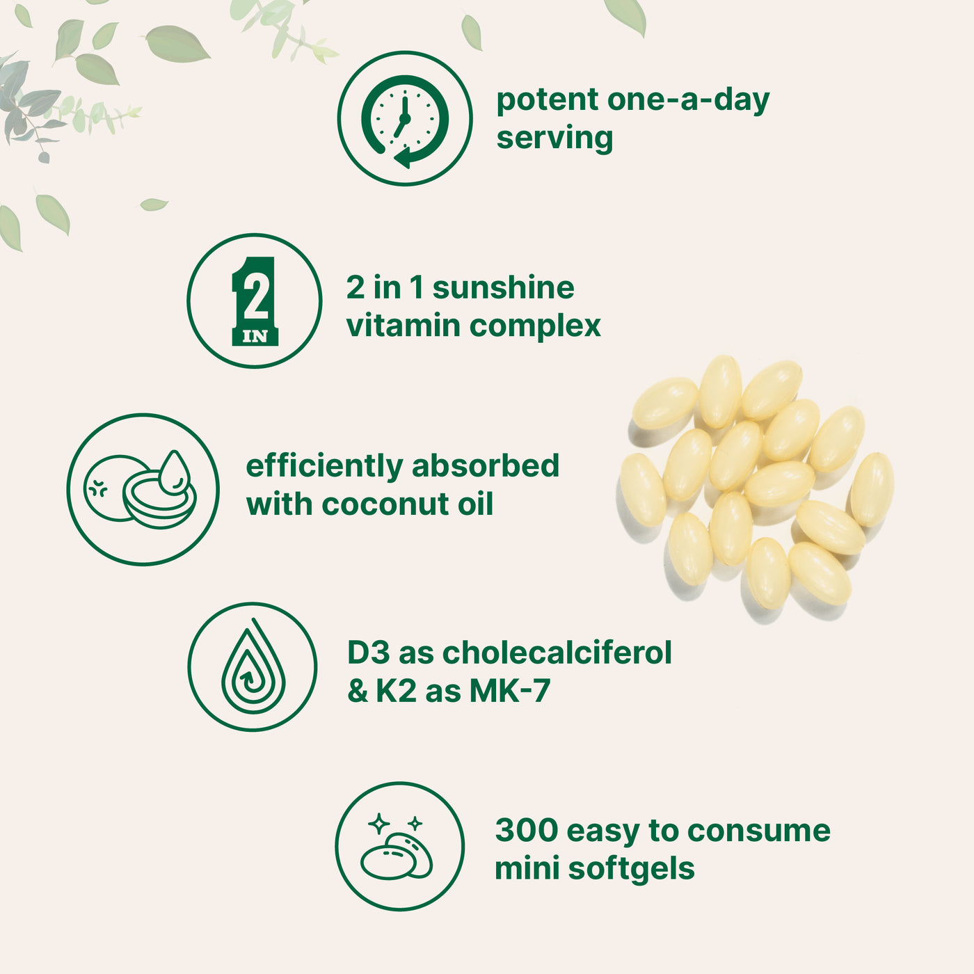 Micro Ingredients Vitamin D3 K2 5000IU /2000IU / 1000IU, Infused with Virgin Coconut Oil, 300 Softgels