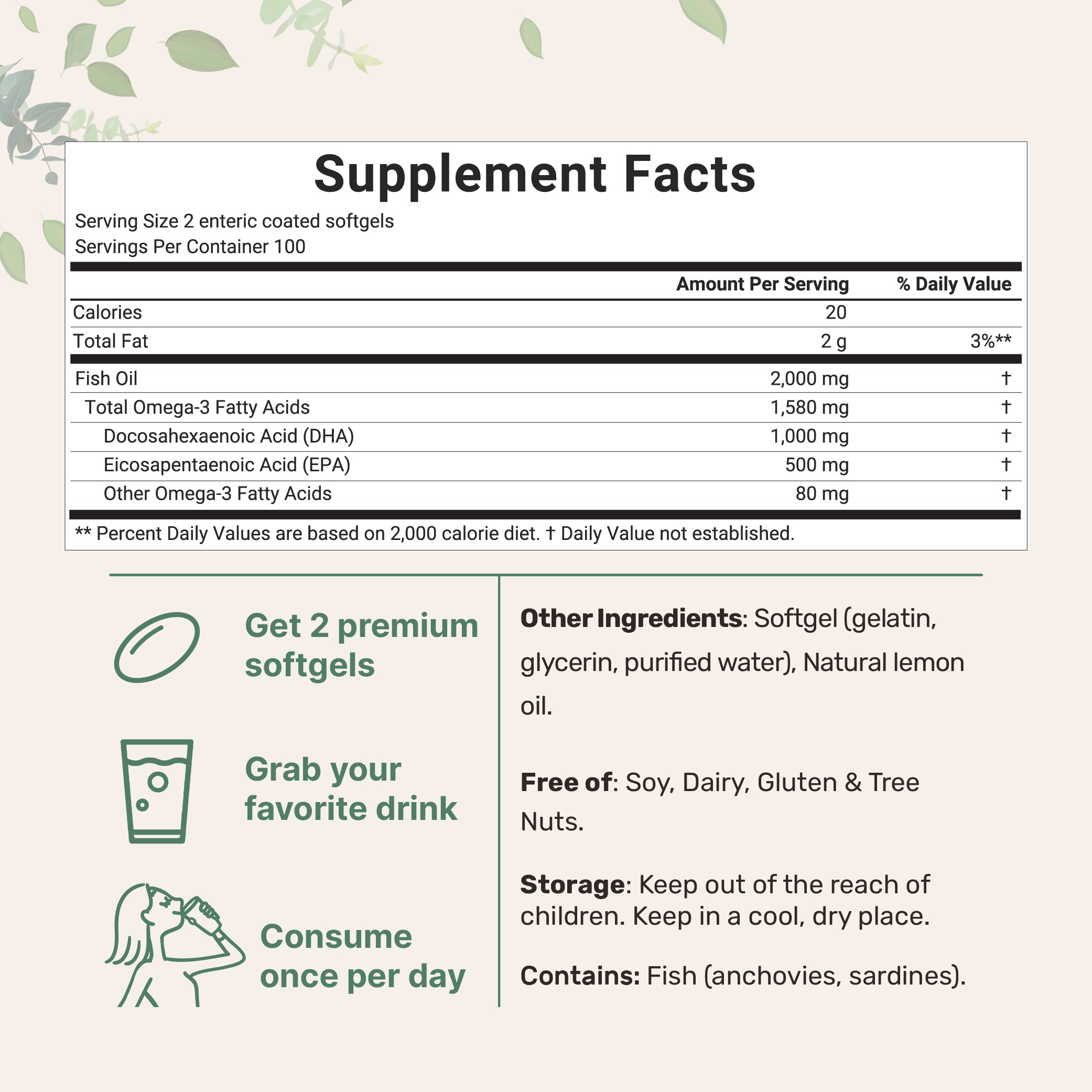 Micro Ingredients Omega 3 Fish Oil DHA Supplements 1000mg with EPA 500mg, 200 Softgels –   Lemon Flavored