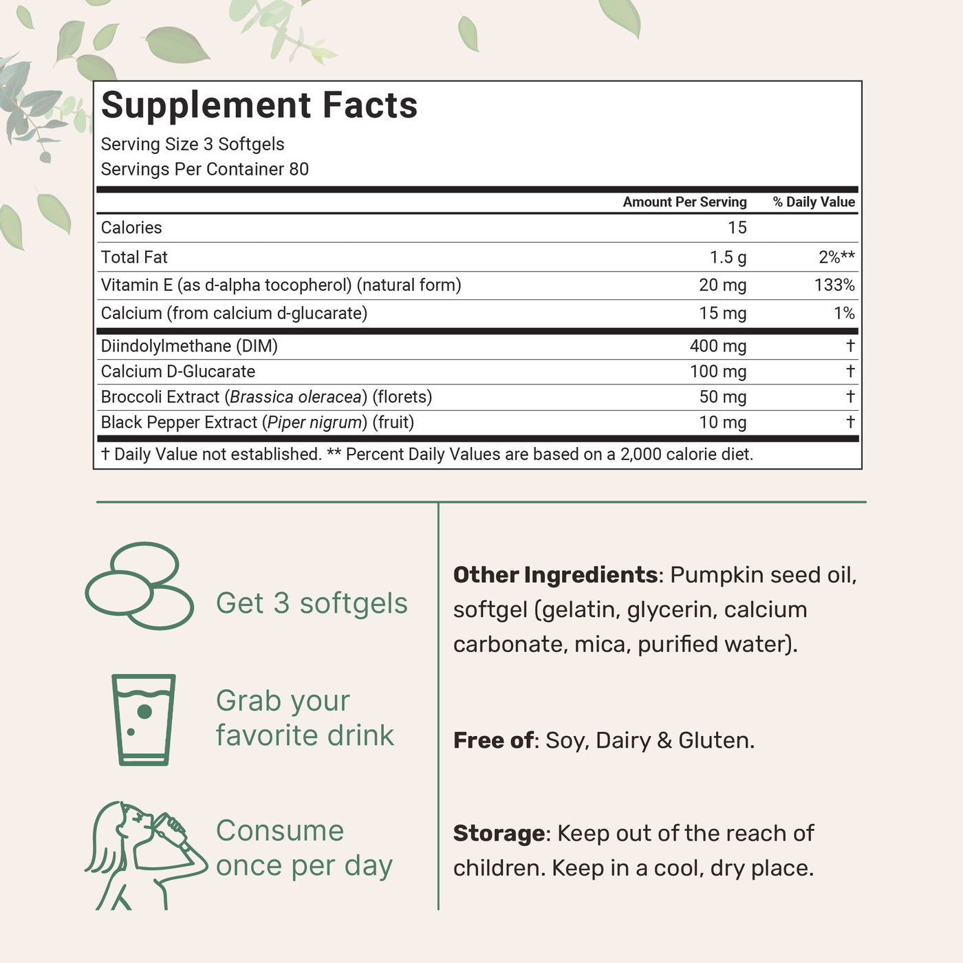 Micro Ingredients DIM+ 400mg with Pumpkin Seed Oil, 240 Softgels