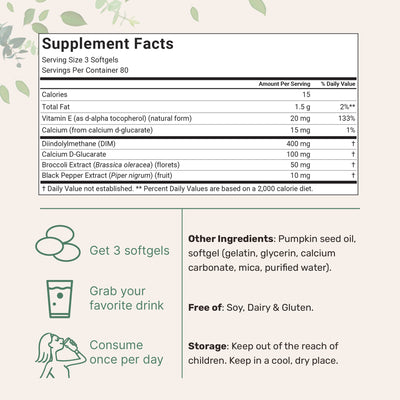 Micro Ingredients DIM+ 400mg with Pumpkin Seed Oil, 240 Softgels