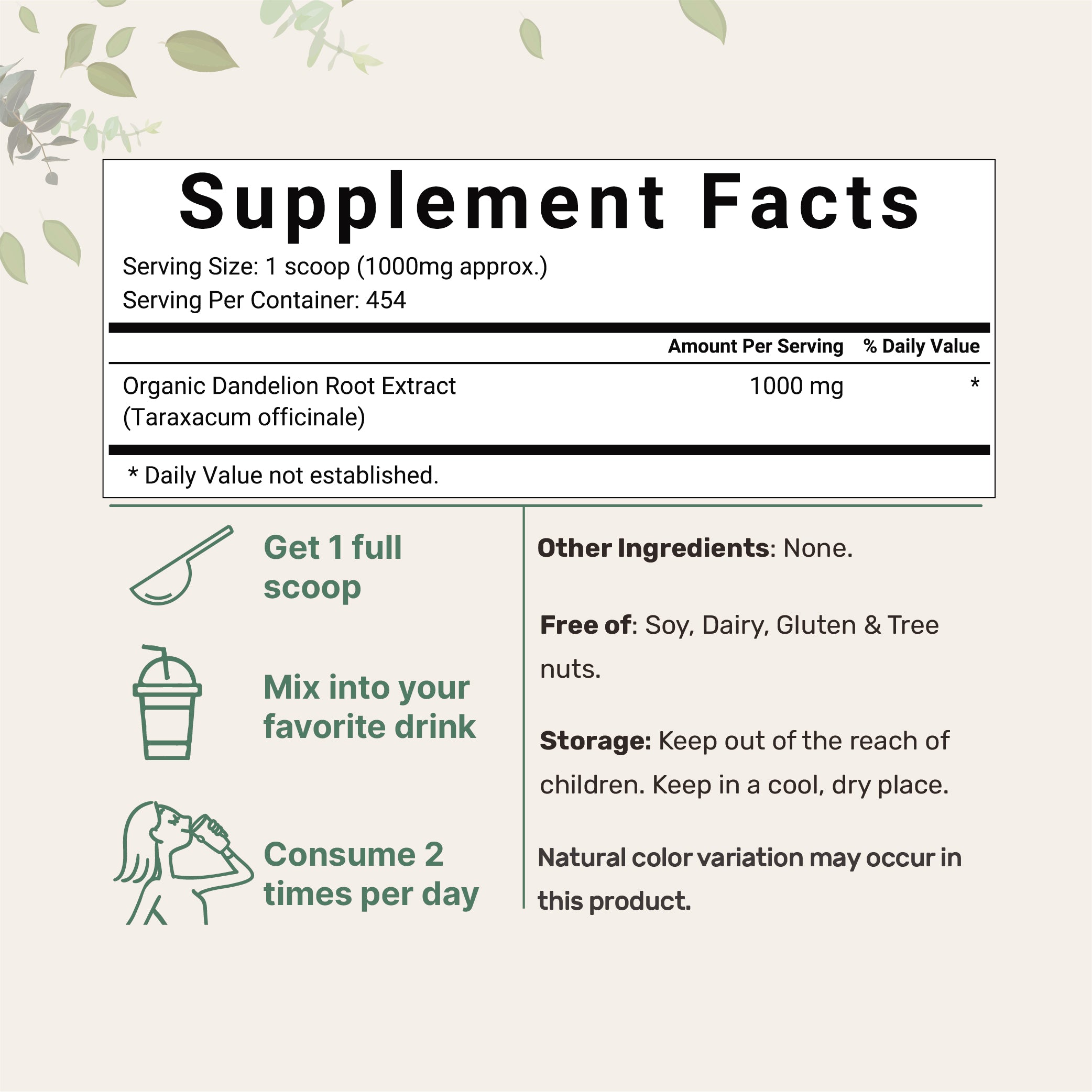 Micro Ingredients Organic Dandelion Root Powder