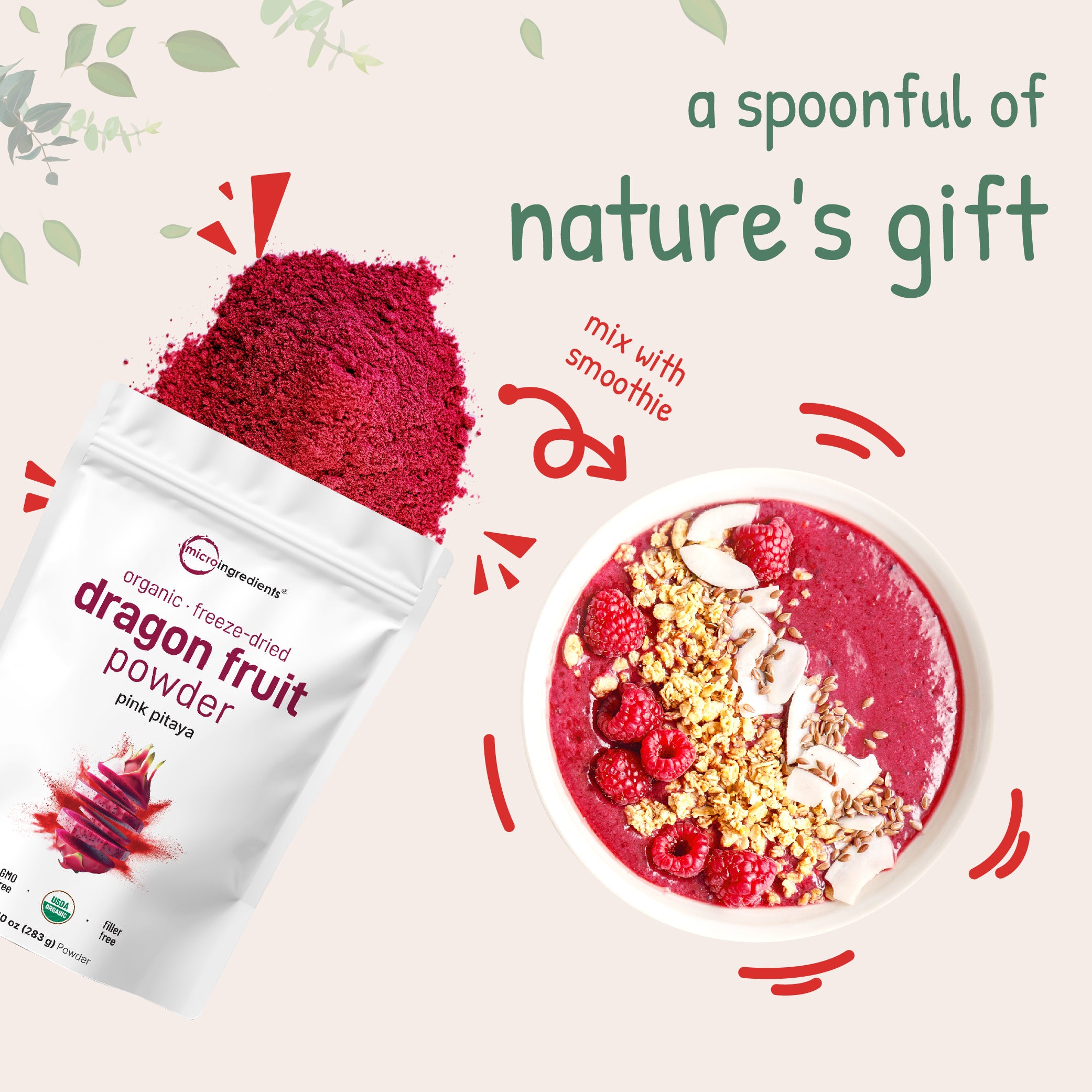 Organic Dragon Fruit Powder | Premium Frozen Dragonfruit Extract