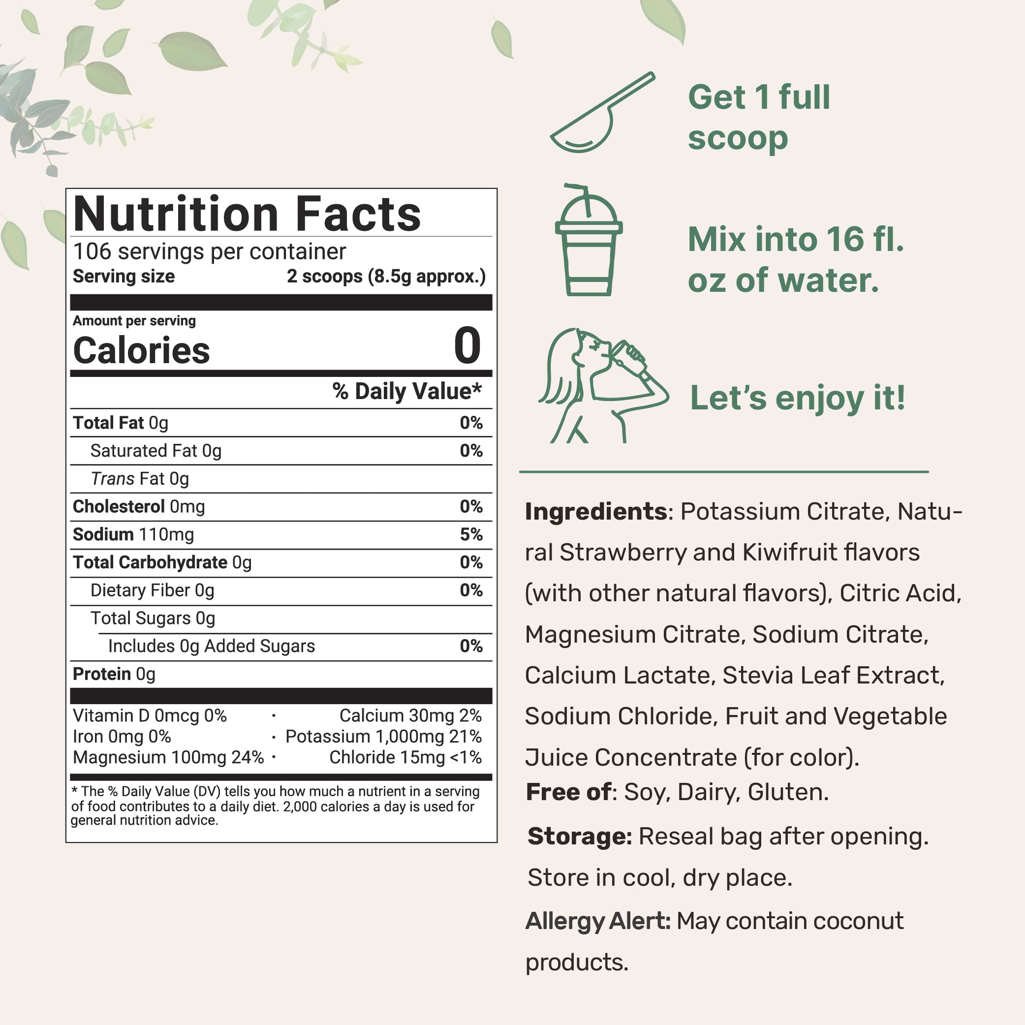 Micro Ingredients Hydration Electrolyte Powder, 2 lbs (106 Servings)