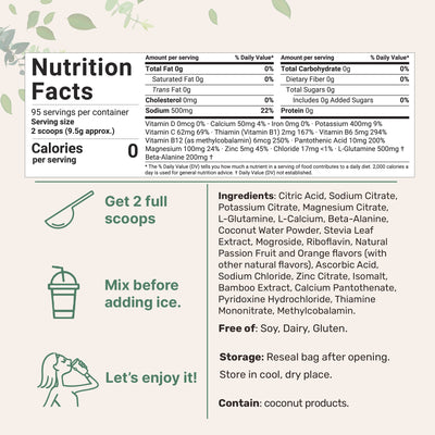 Micro Ingredients Sport Electrolytes Powder Passionfruit and Citrus Flavor, 2lb