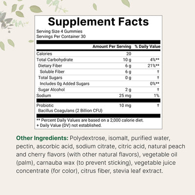 Micro Ingredients Fiber Gummies with Probiotics, 120 Count