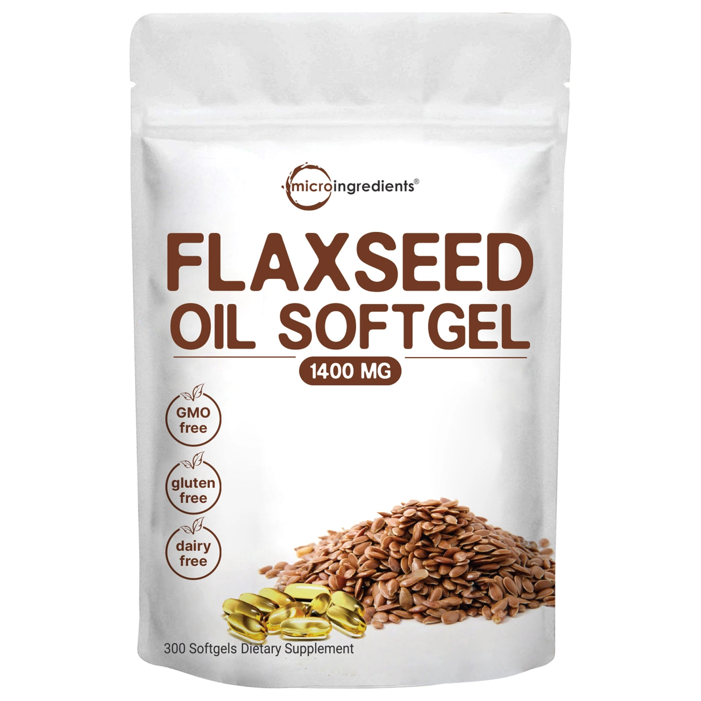Flaxseed Oil, 300 Softgels front