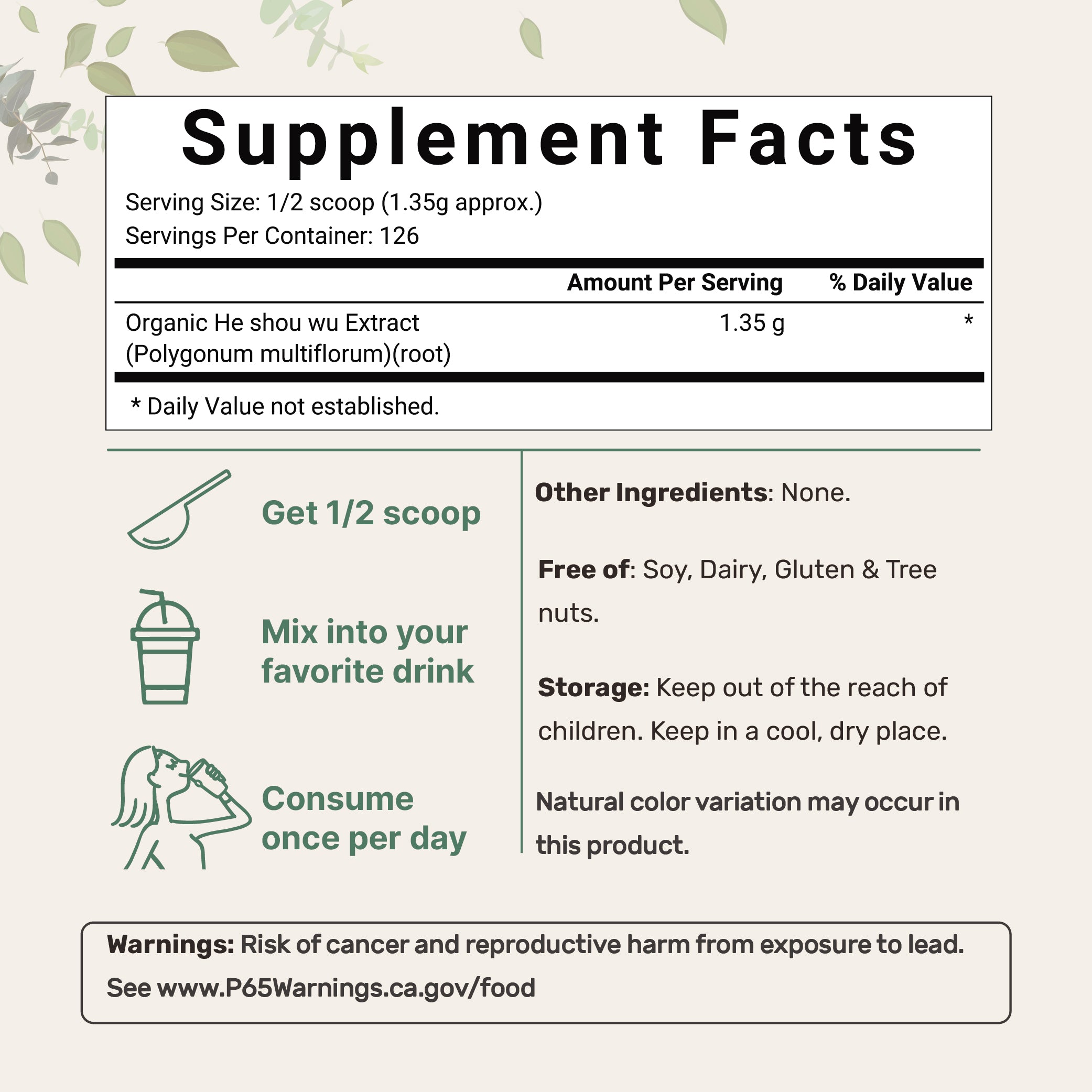 Micro Ingredients Organic Fo-Ti Powder, 6oz