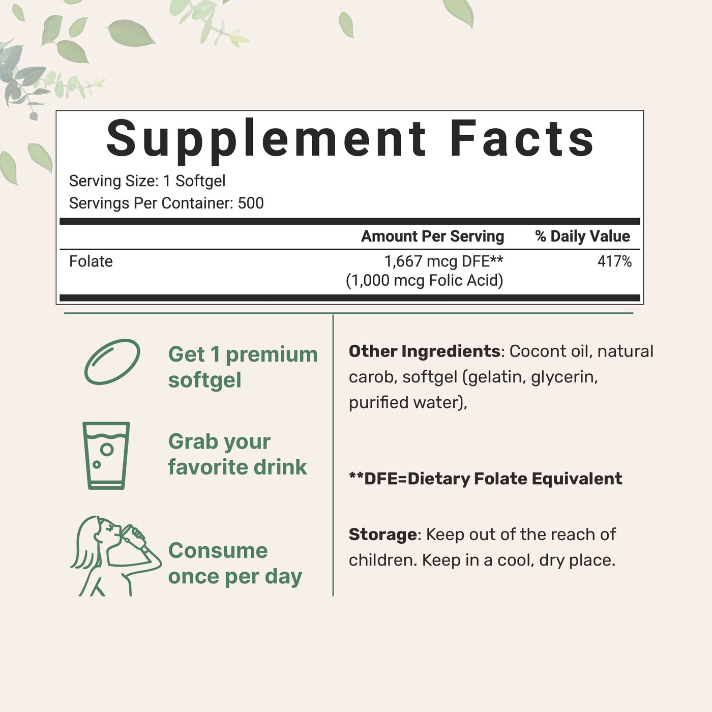 Micro Ingredients Premium Folic Acid Softgels