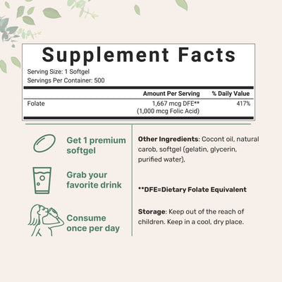 Micro Ingredients Premium Folic Acid Softgels