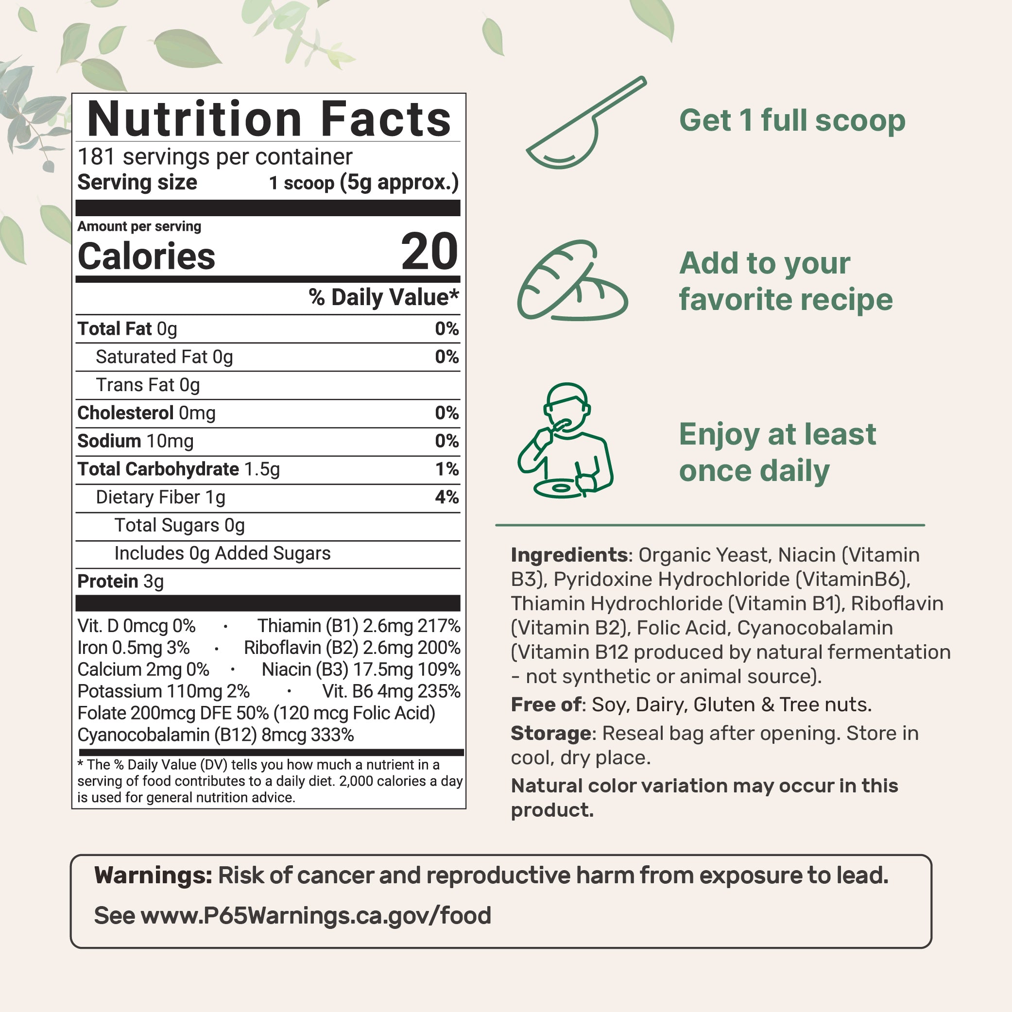 Micro Ingredients Organic Fortified Nutritional Yeast Flakes - Gluten Free