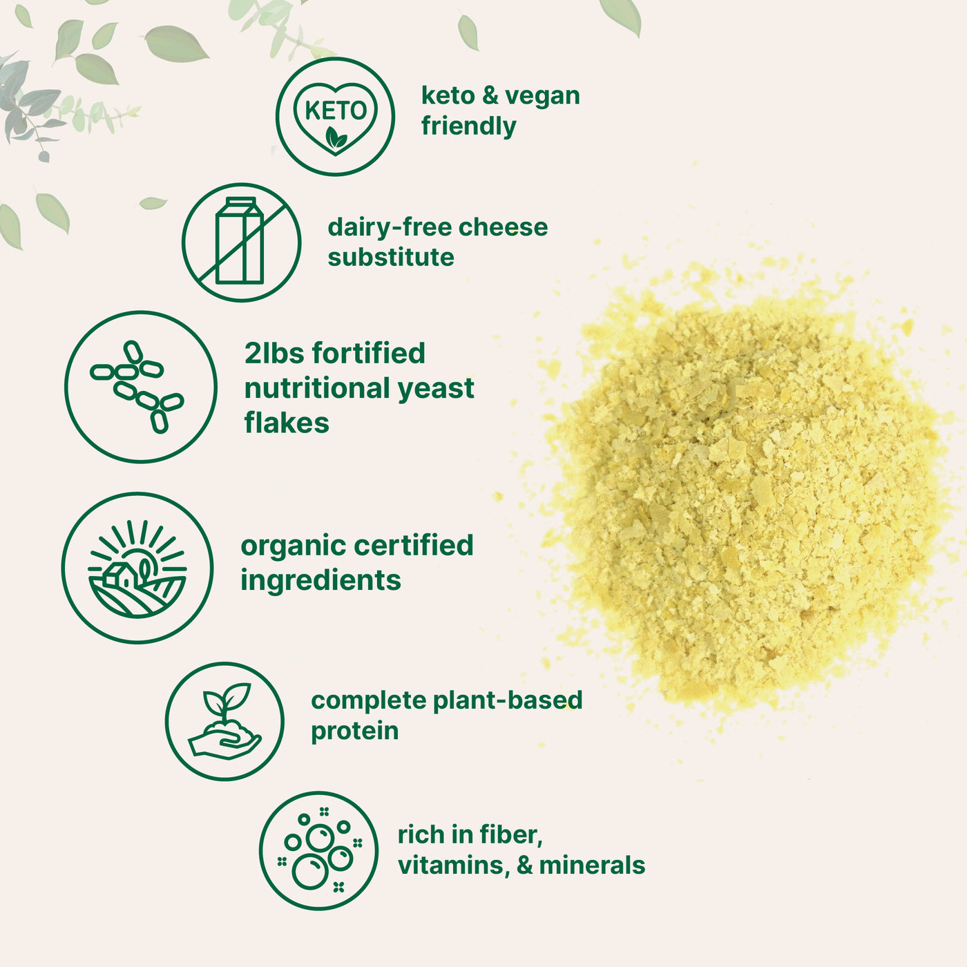 Organic Fortified Nutritional Yeast Flakes - Gluten Free Powder Forms
