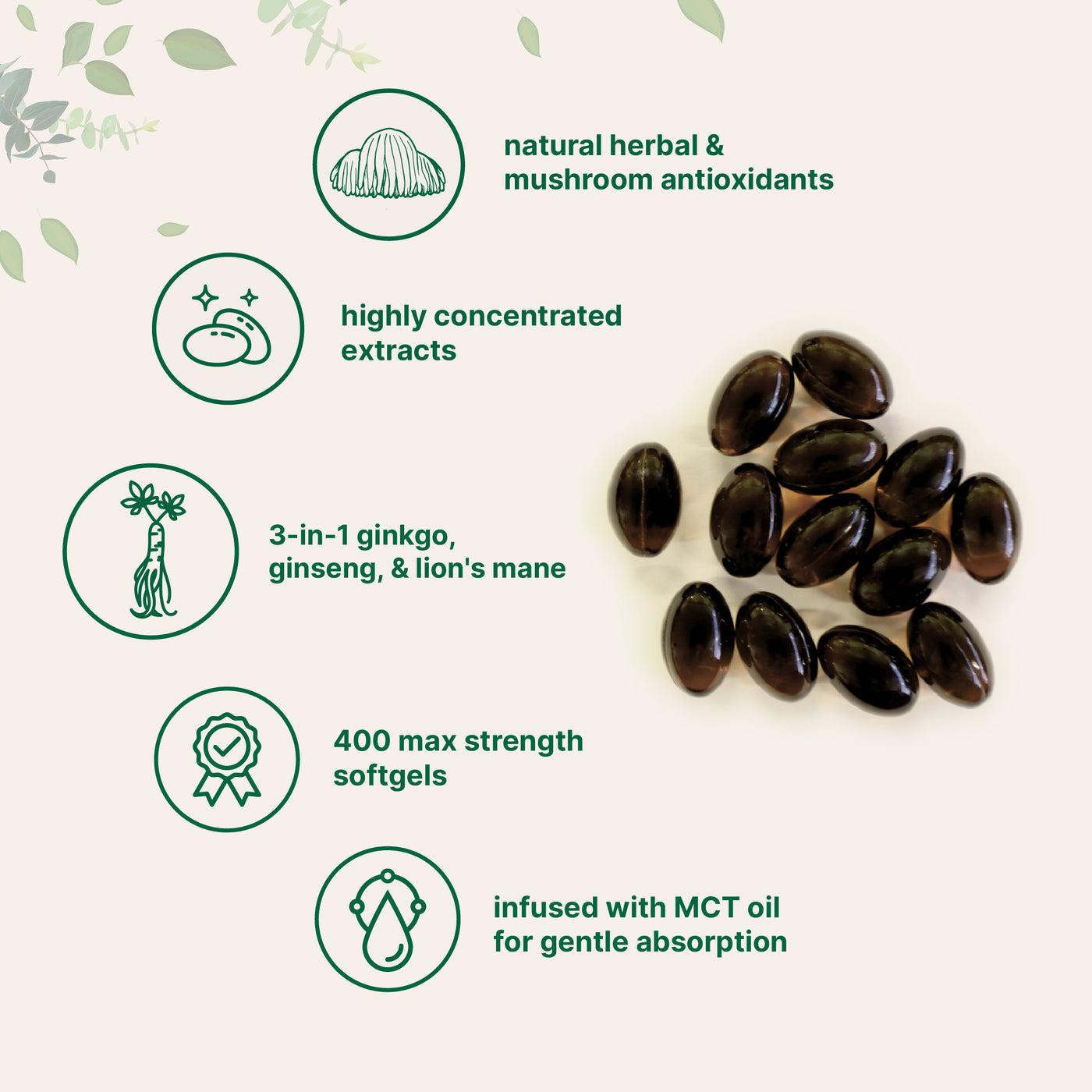 Micro Ingredients Ginkgo Biloba 5,600mg Equivalent, 400 Softgels, 3-in-1 with Ginseng & Lions Mane