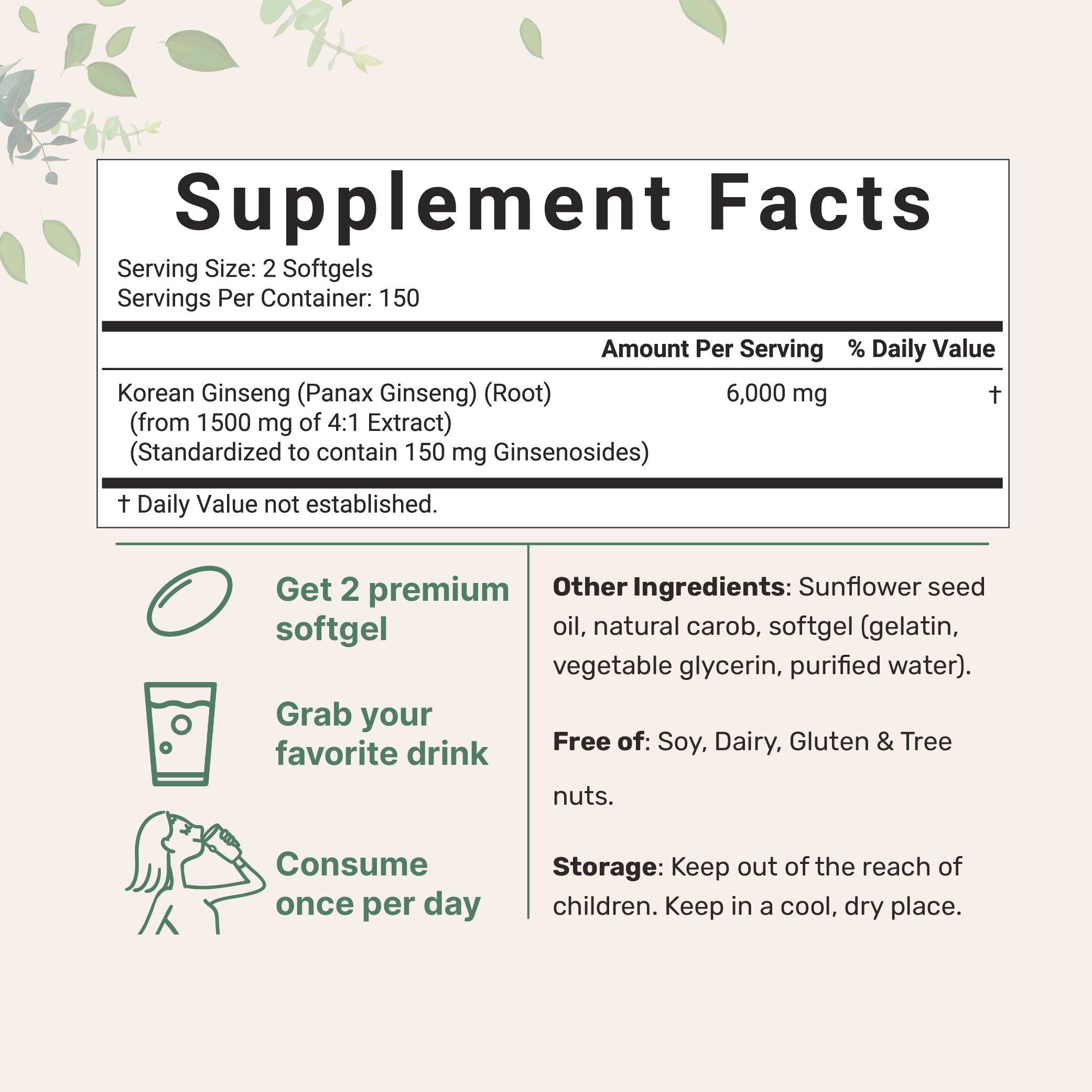 Micro Ingredients Red Panax Ginseng Supplement 6,000mg Per Serving, 300 Softgels