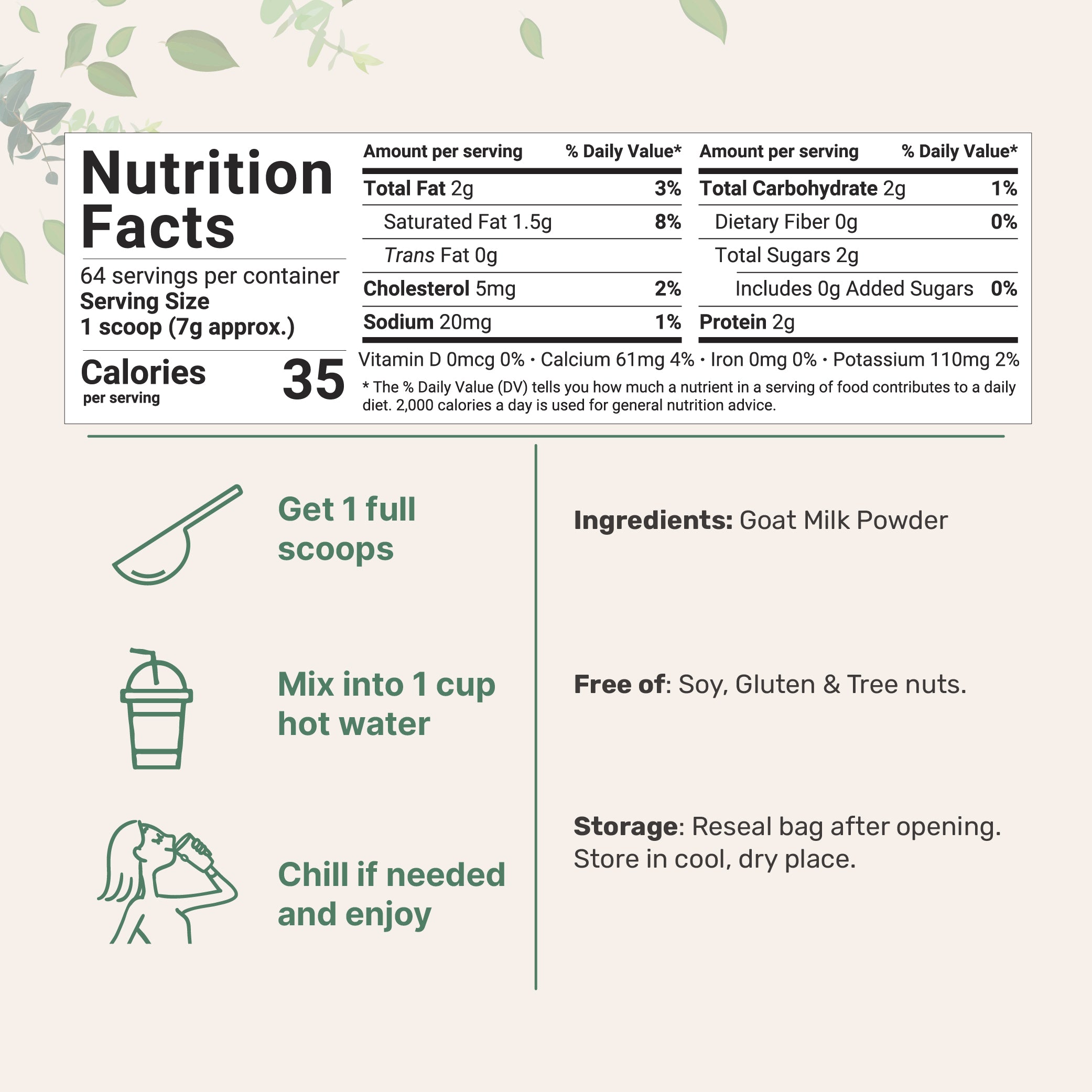 Micro Ingredients Goat Milk Powder, Rich in Protein, Calcium, & Probiotics