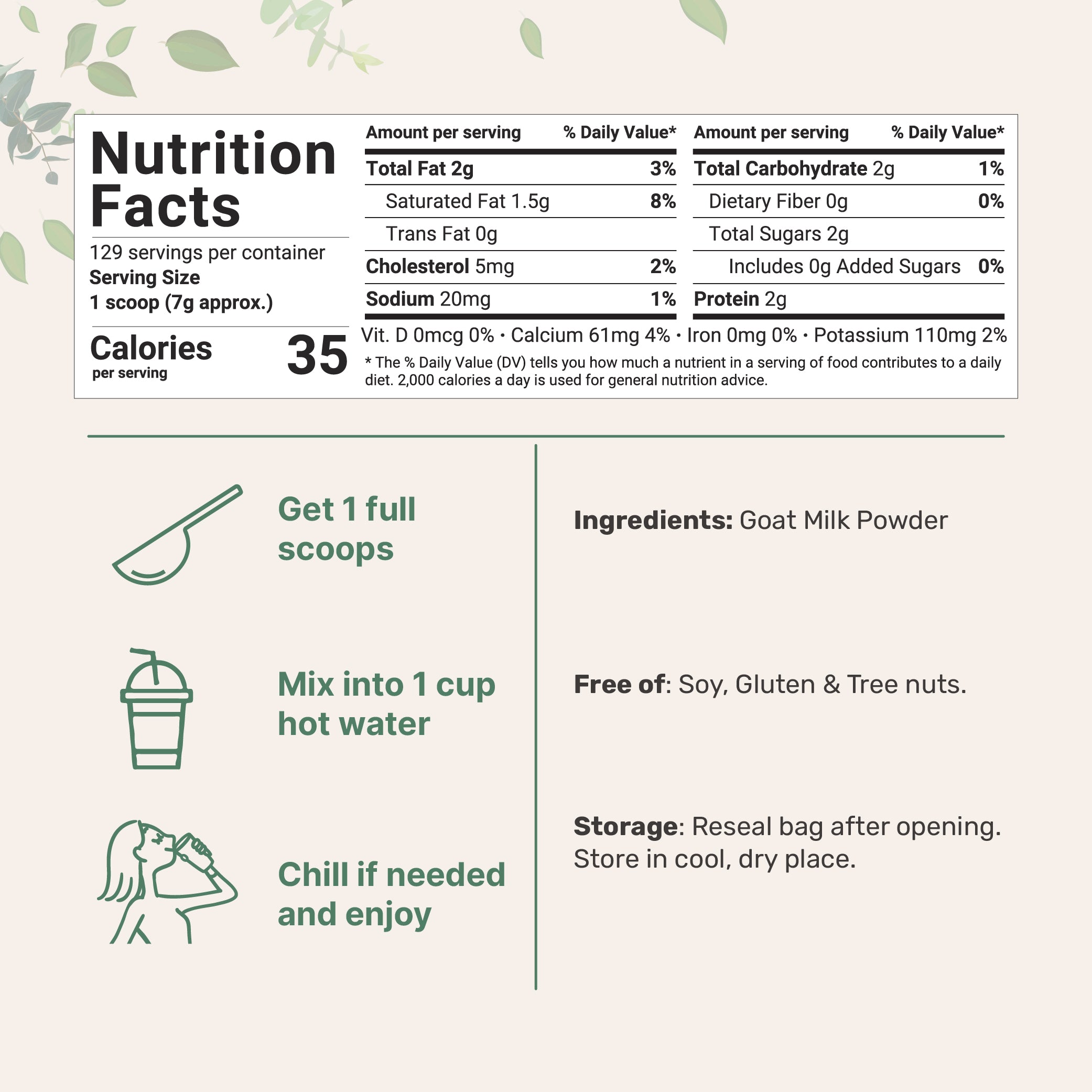 Micro Ingredients Goat Milk Powder, Rich in Protein, Calcium, & Probiotics