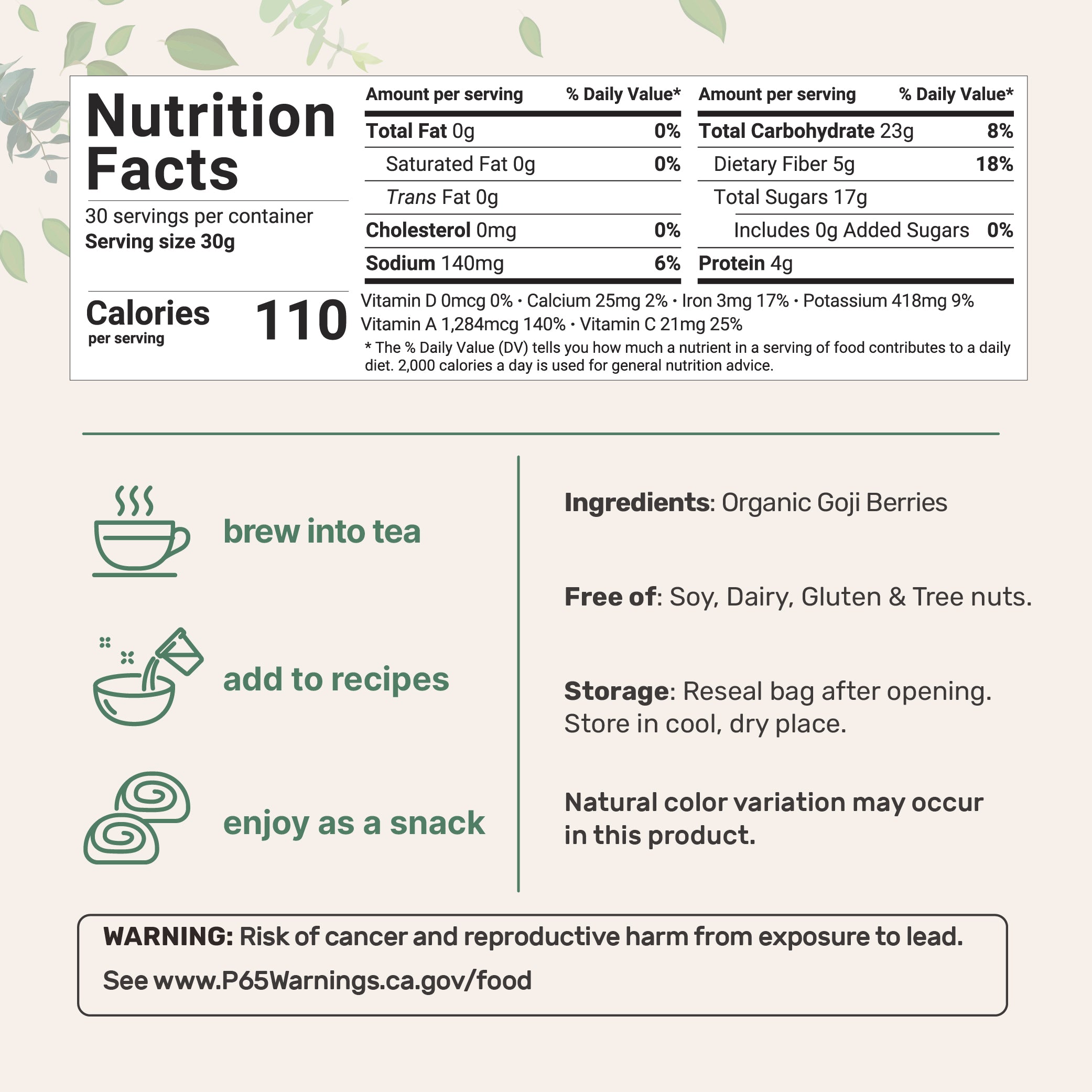 Micro Ingredients Organic Goji Berries 32 Ounce