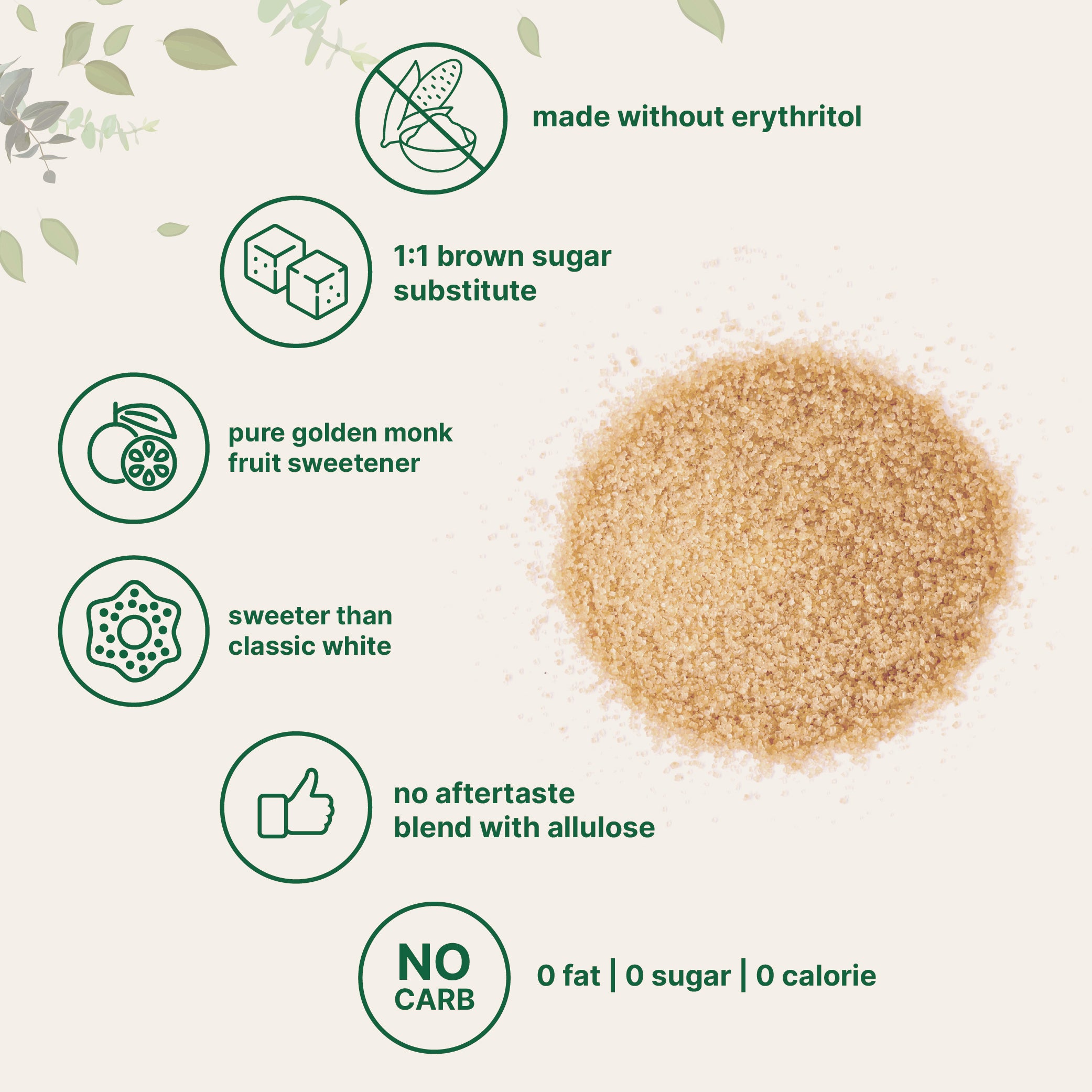 Micro Ingredients Golden Monk Fruit with Allulose Sweetener, 2 Lb – 1:1 Brown Sugar Substitute - Without Erythritol,  Zero Calorie, Great for Drinks, Coffee, Tea, Cookies | Keto, Vegan, Non-GMO