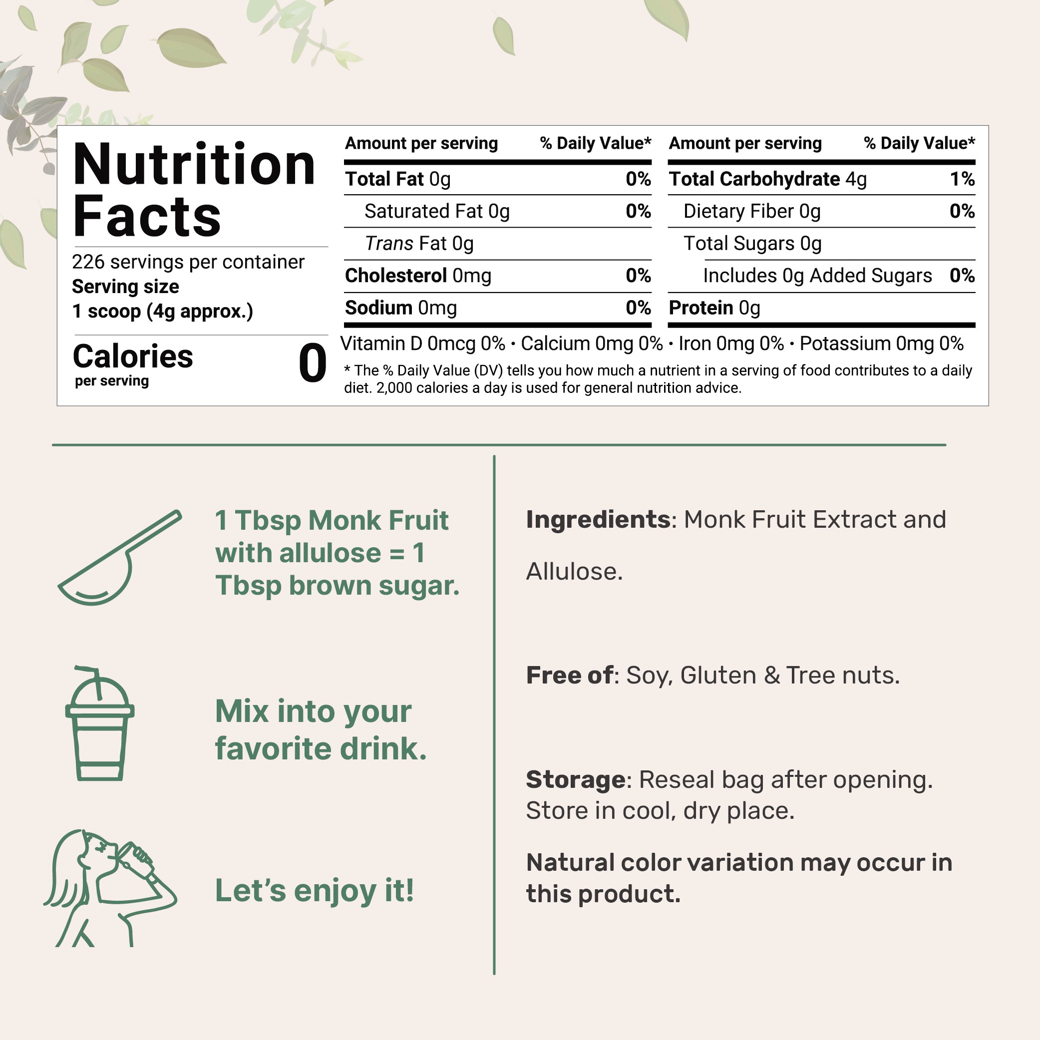 Micro Ingredients Golden Monk Fruit with Allulose Sweetener, 2 Lb – 1:1 Brown Sugar Substitute - Without Erythritol,  Zero Calorie, Great for Drinks, Coffee, Tea, Cookies | Keto, Vegan, Non-GMO