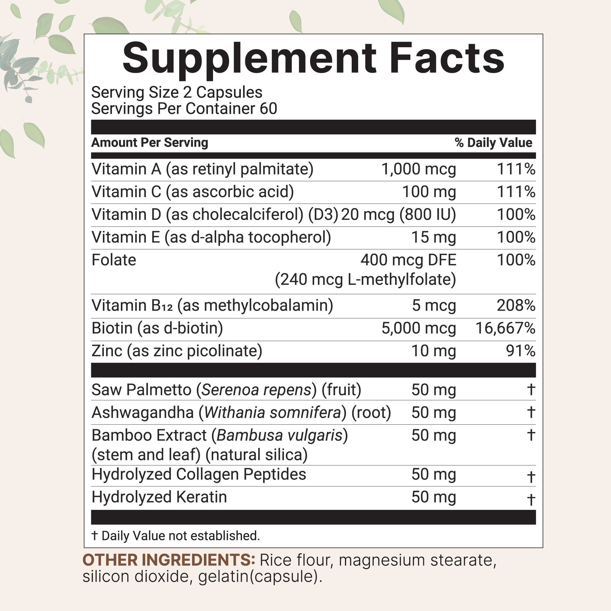 Micro Ingredients Hair Vitamins Complex, 120 Capsules