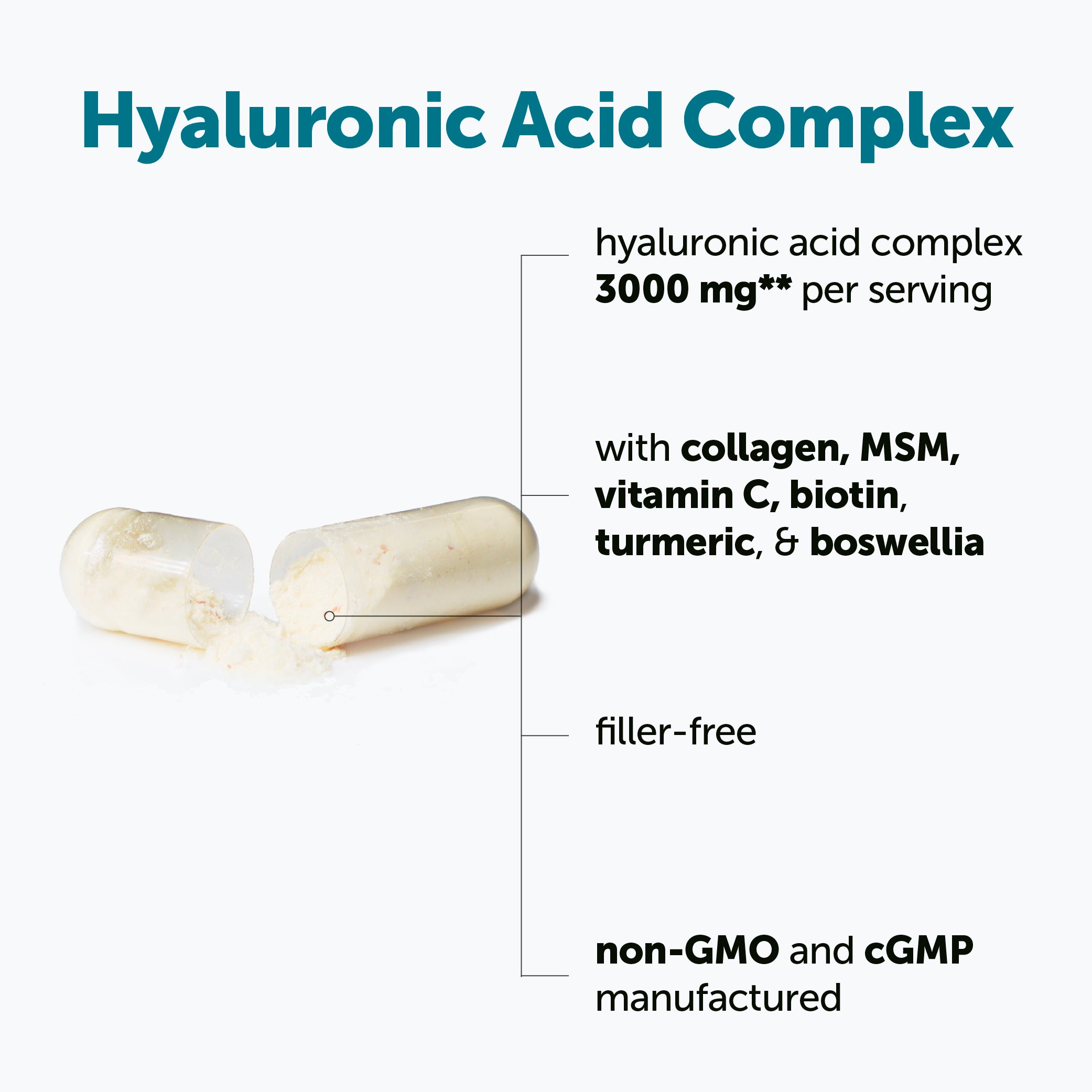 Micro Ingredients Hyaluronic Acid Complex 3000mg, 240 Vegetarian Capsules