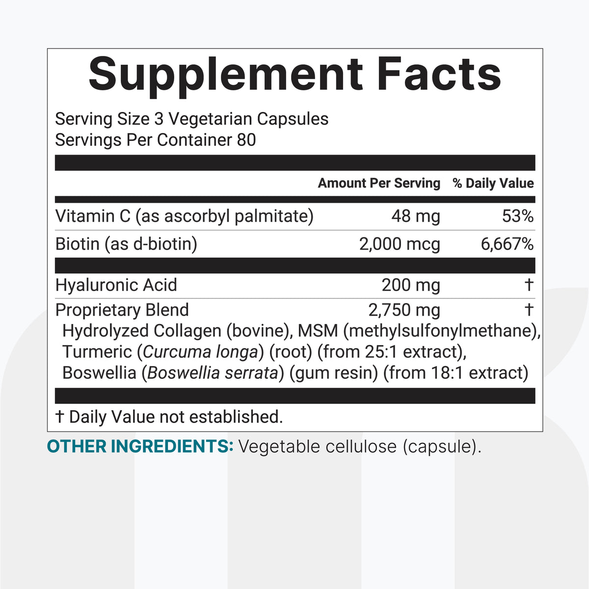 Micro Ingredients Hyaluronic Acid Complex 3000mg, 240 Vegetarian Capsu