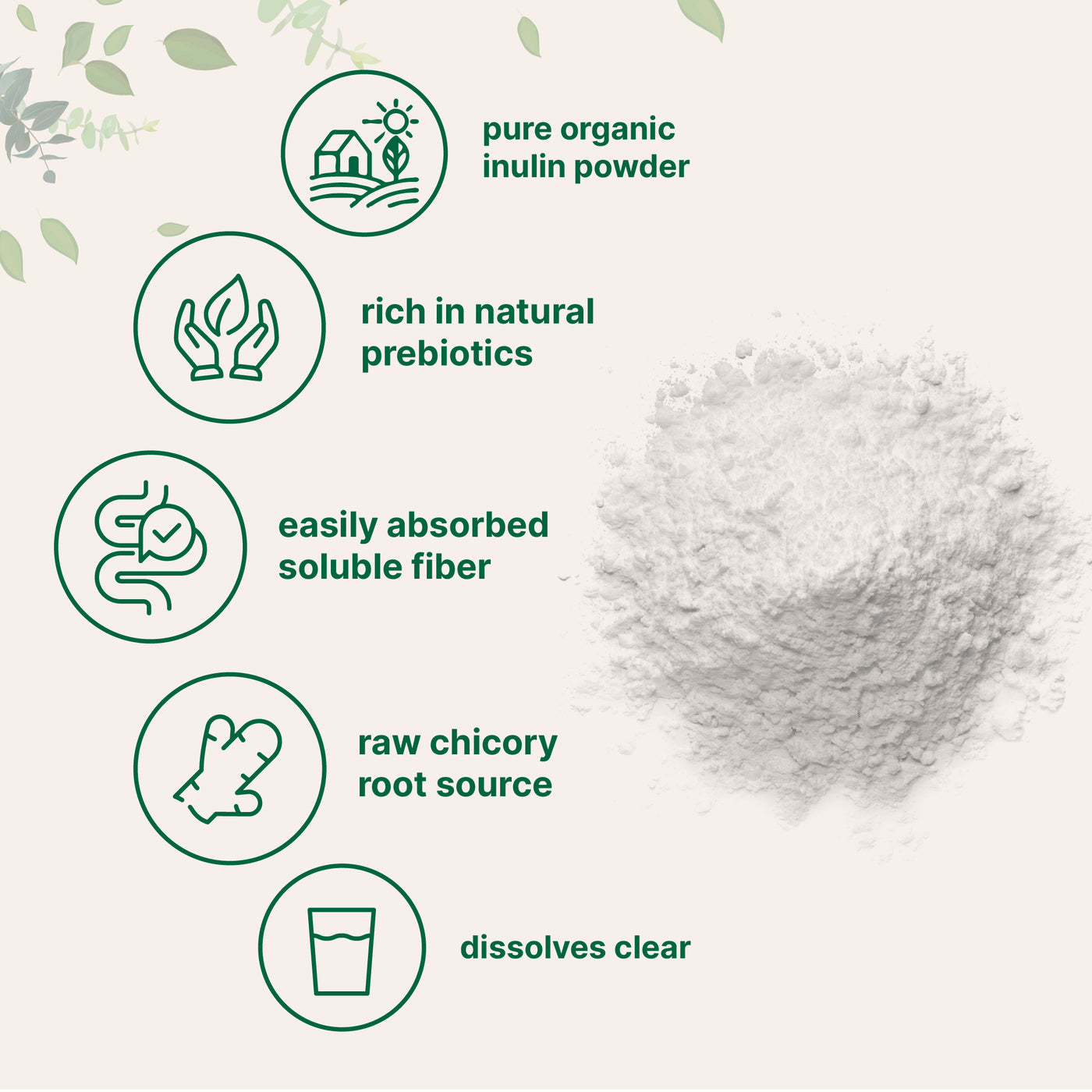 Organic Chicory Inulin Powder, 2lb