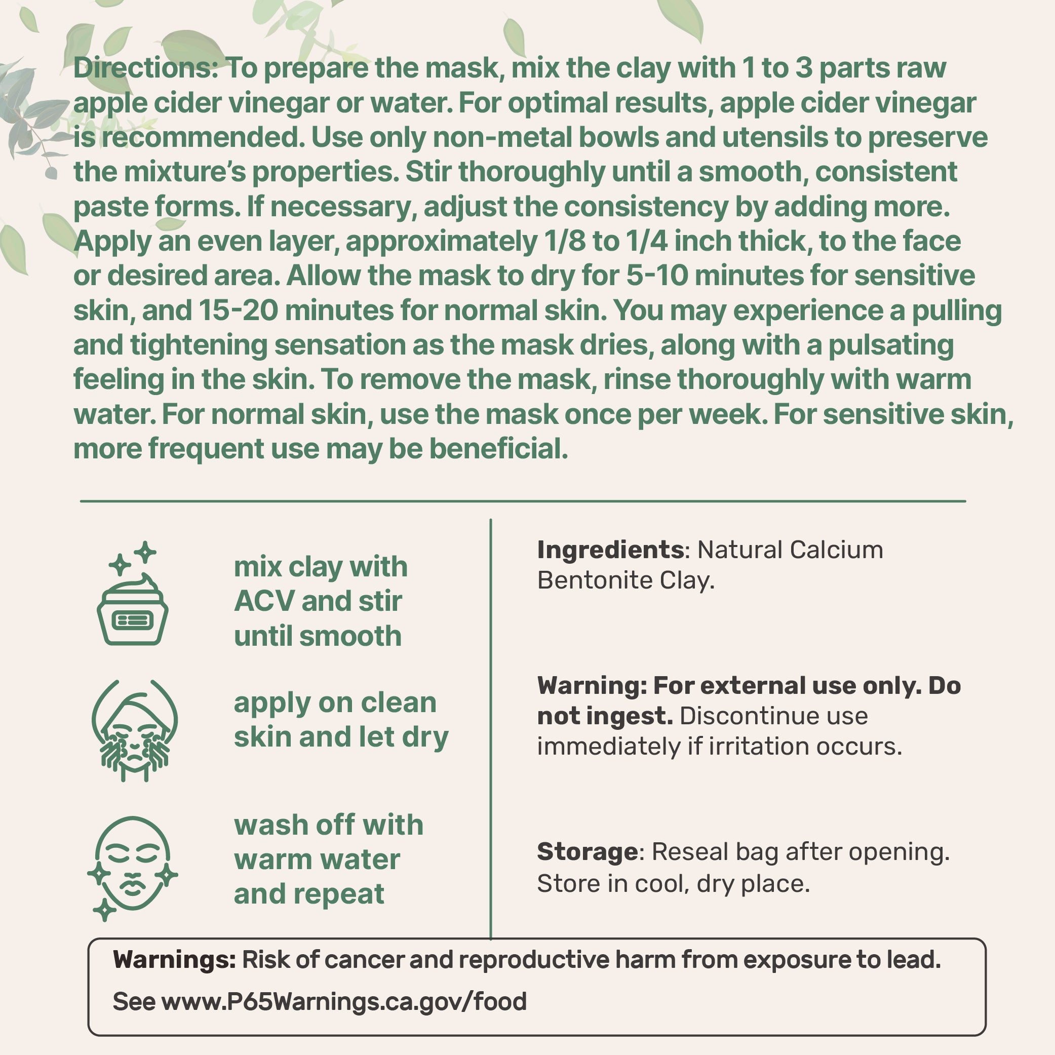 Micro Ingredients Natural Calcium Bentonite Clay, 2lbs Powder | Pure Indian Healing Clay