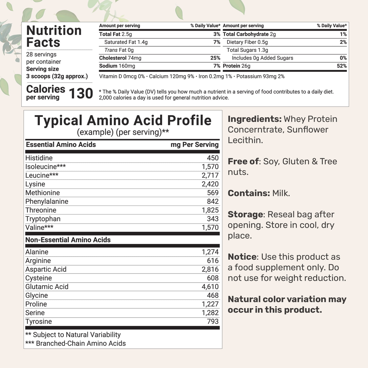 Micro Ingredients Instant Whey Protein Powder Concentrate, 2lbs