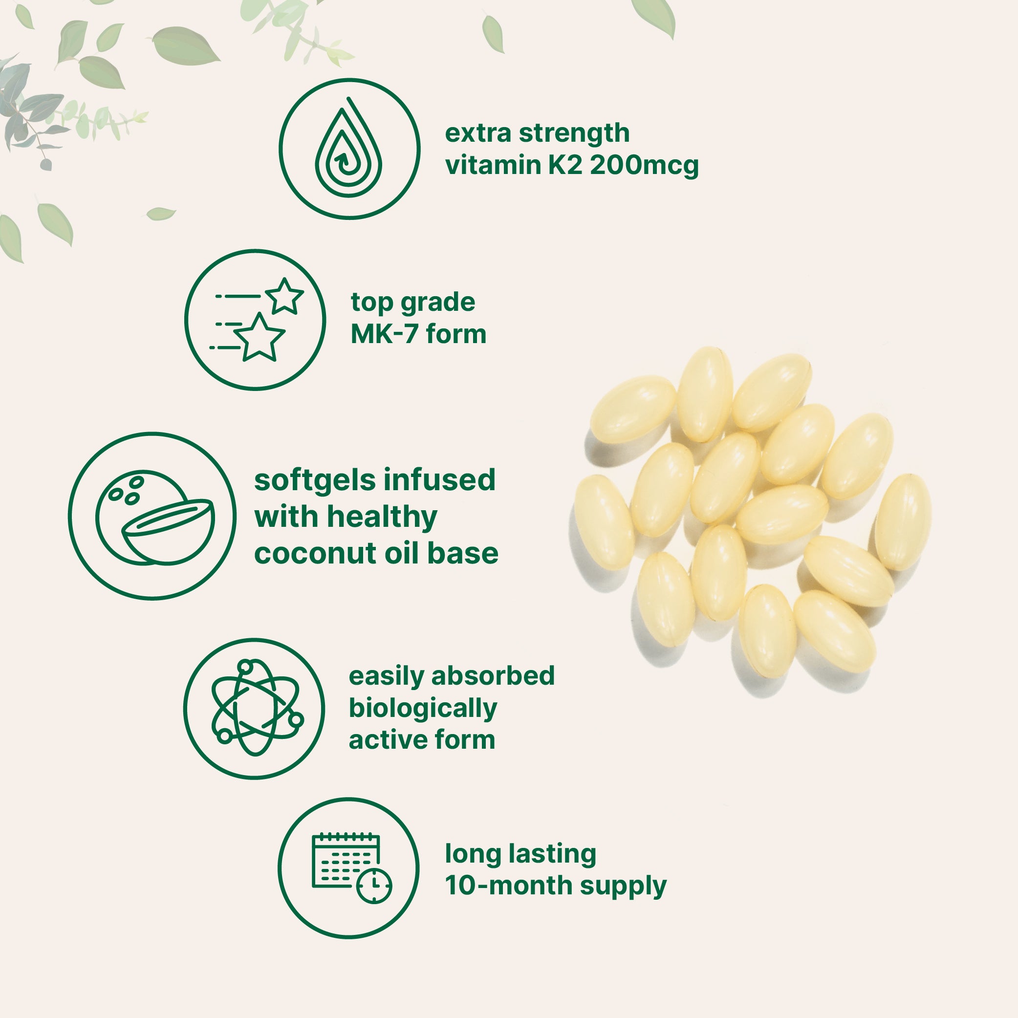 Micro Ingredients Vitamin K2 MK-7 Supplement, 200 mcg Per Serving, 300 Coconut Oil Softgles