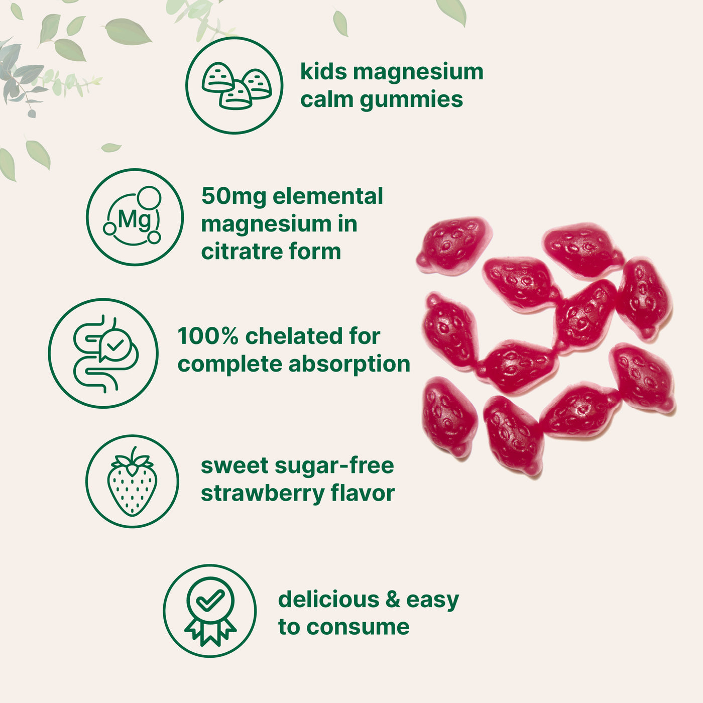 Micro Ingredients Kids Magnesium Gummies 50mg Per Serving, 120 Count