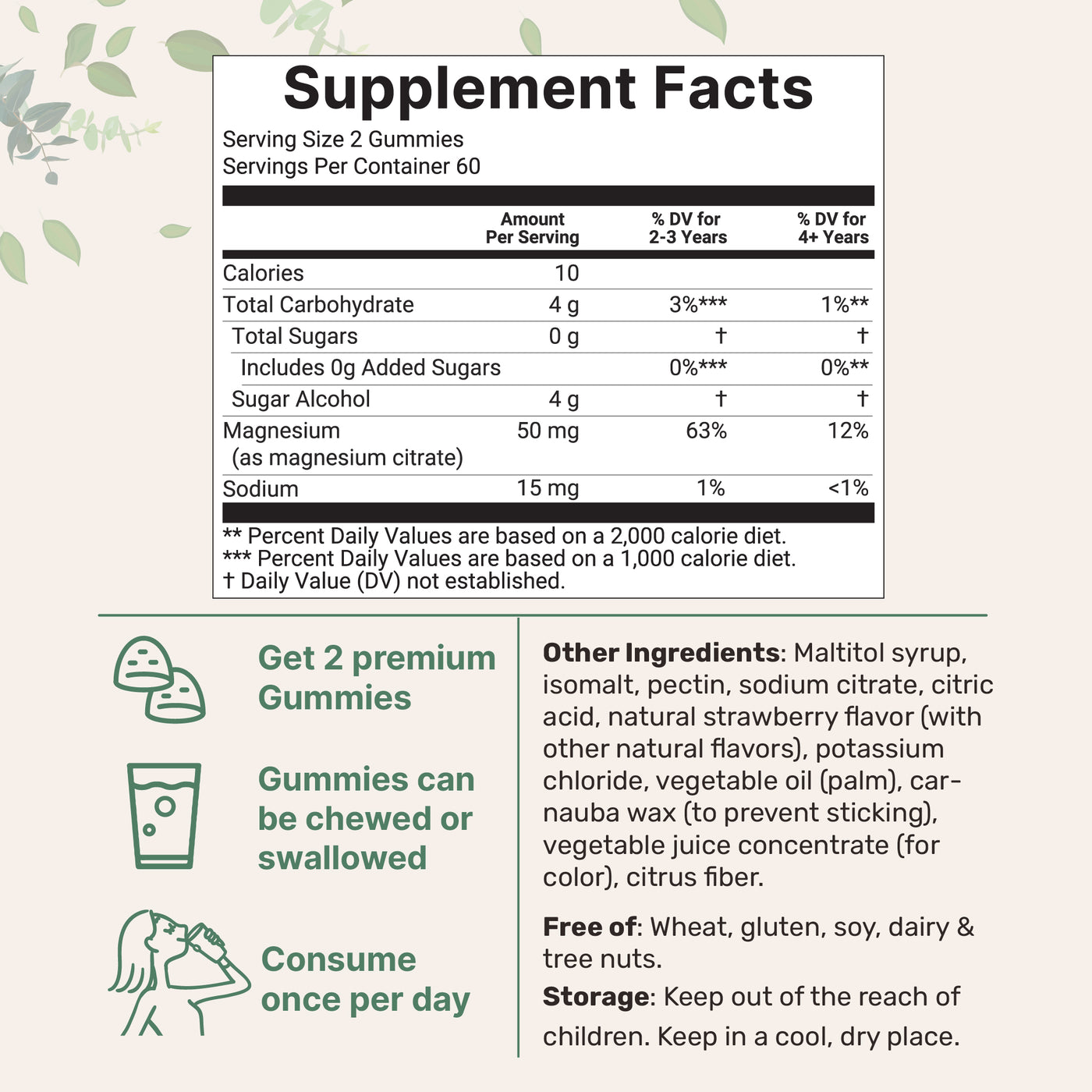 Micro Ingredients Kids Magnesium Gummies 50mg Per Serving, 120 Count