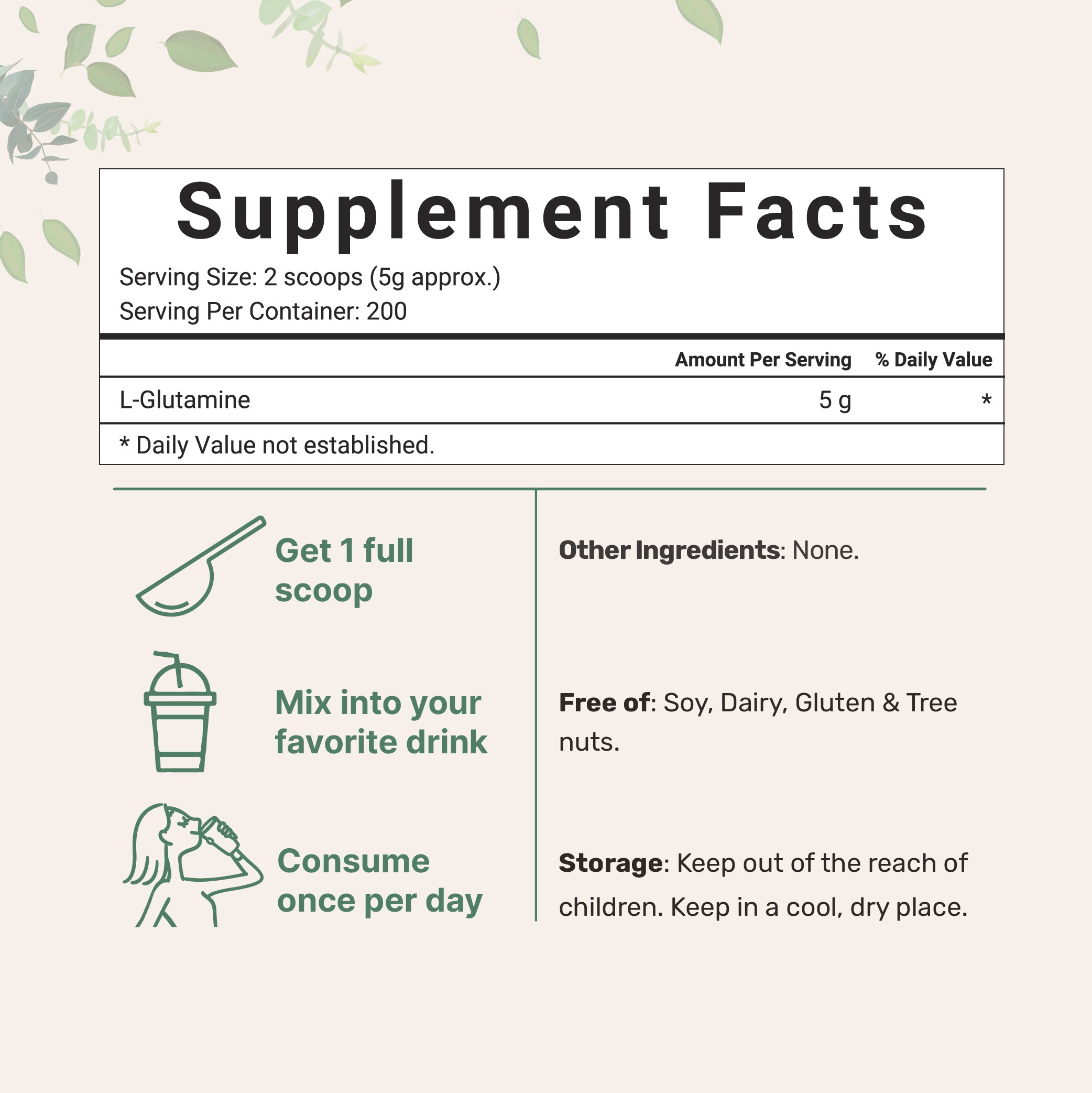 L-Glutamine Powder Supplement Facts