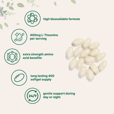 Micro Ingredients L-Theanine 400mg, 400 Softgels, Highly Bioavailable with Coconut Oil