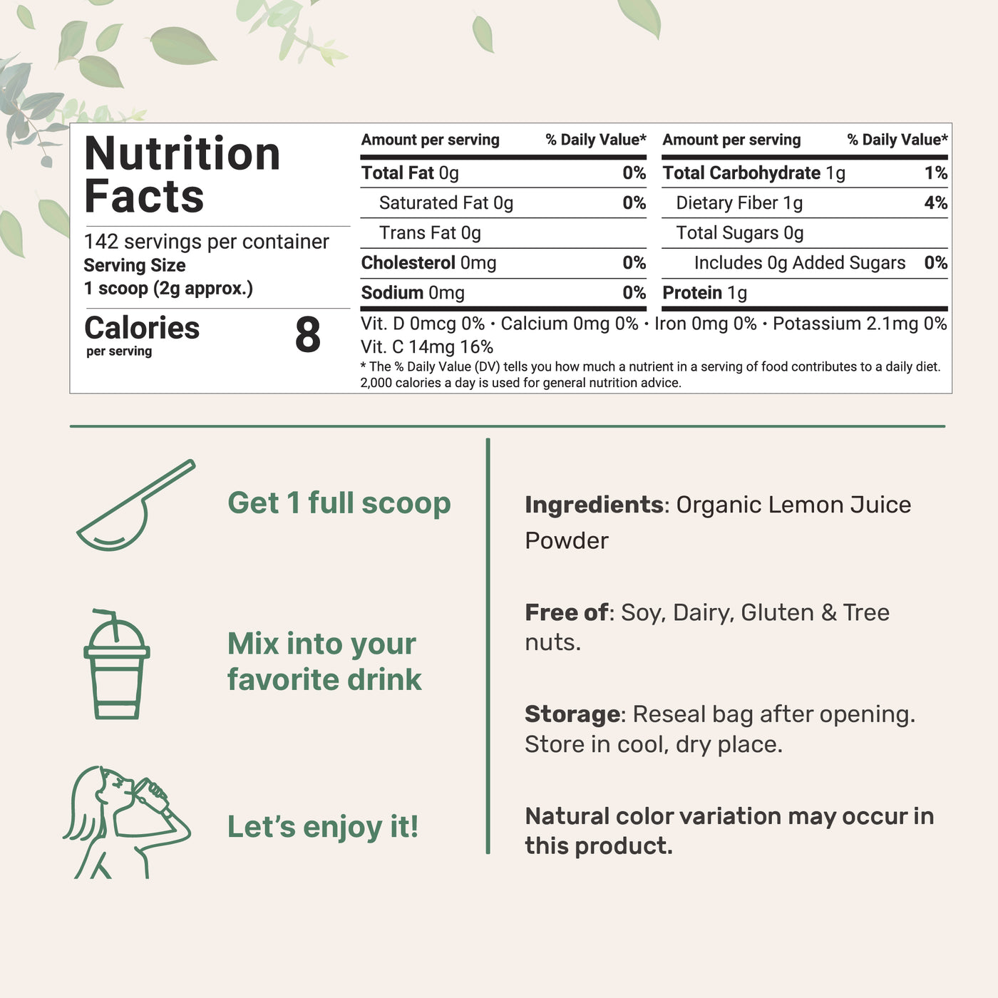 Micro Ingredients Organic Lemon Juice Powder
