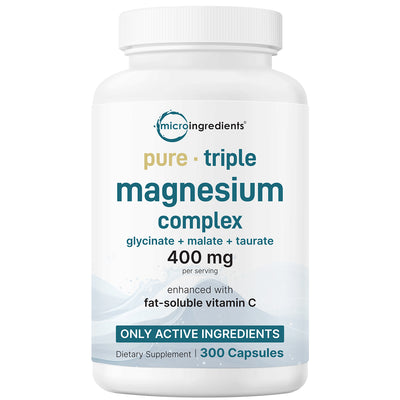 Micro Ingredients Triple Magnesium Complex 400mg Per Serving, 300 Capsules