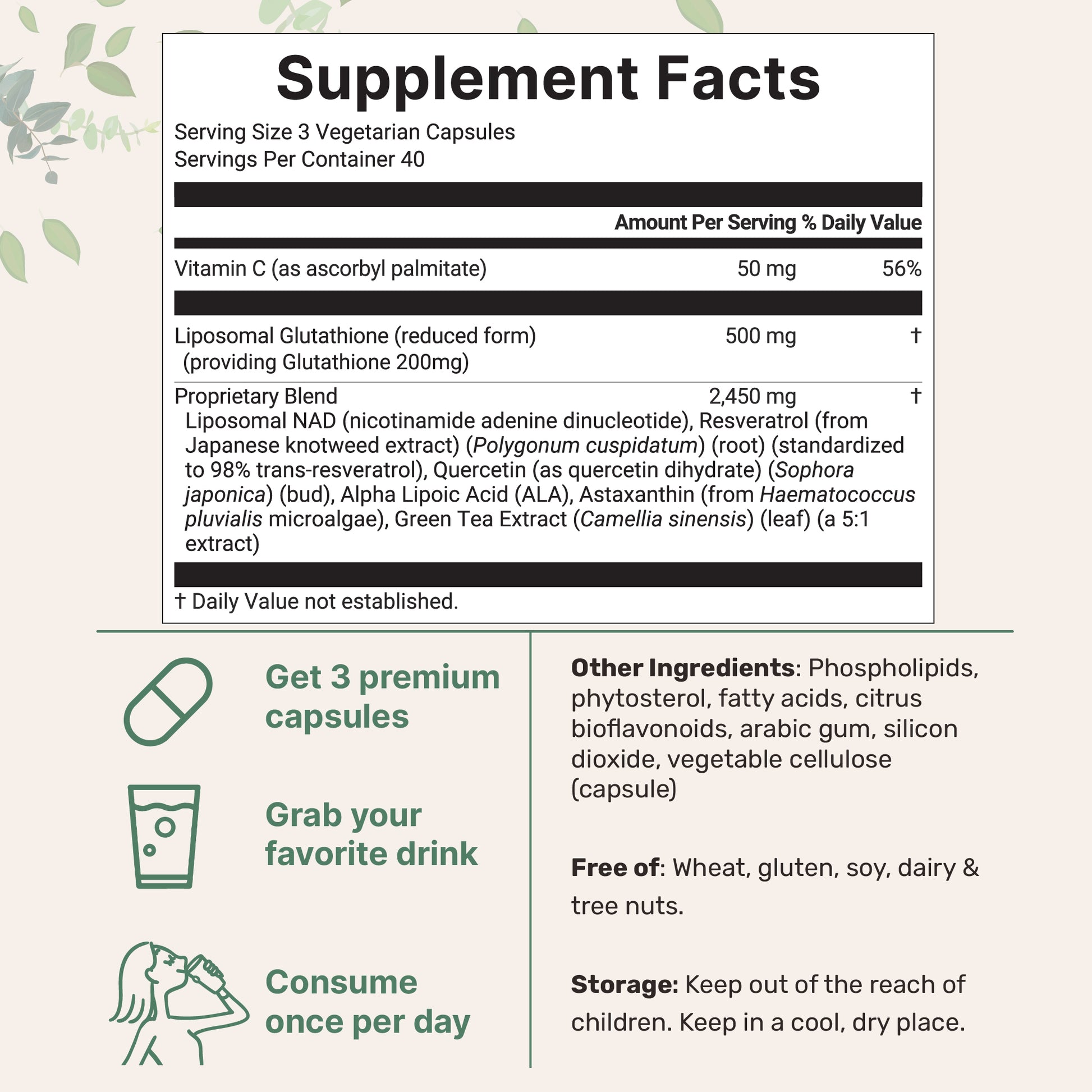 Micro Ingredients Liposomal Glutathione Complex 3000mg, 120 Vegetarian Micro Ingredients Liposomal Glutathione Complex 3000mg, 120 Vegetarian