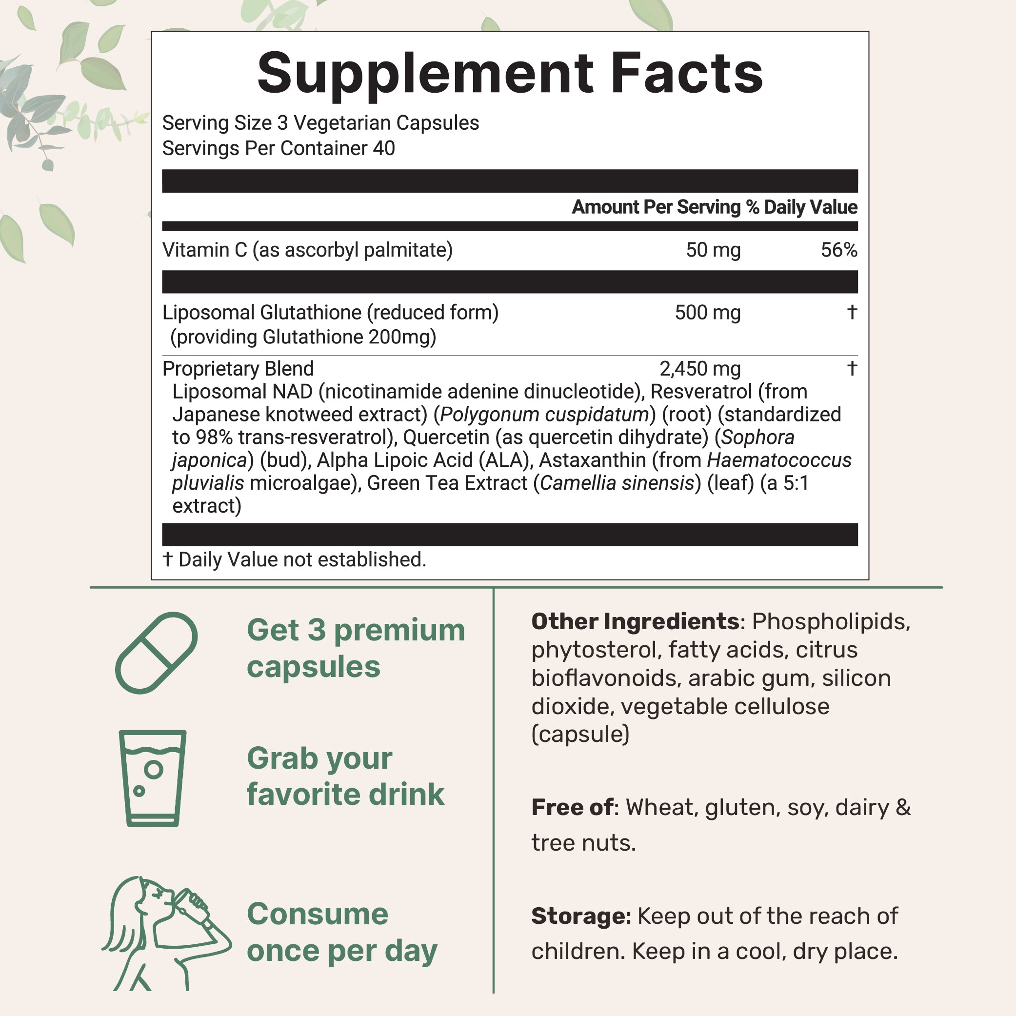Micro Ingredients Liposomal Glutathione Complex 3000mg, 120 Vegetarian Micro Ingredients Liposomal Glutathione Complex 3000mg, 120 Vegetarian