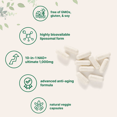 Micro Ingredients Liposomal NAD+ Ultimate 1,000mg, 60 Veggie Capsules