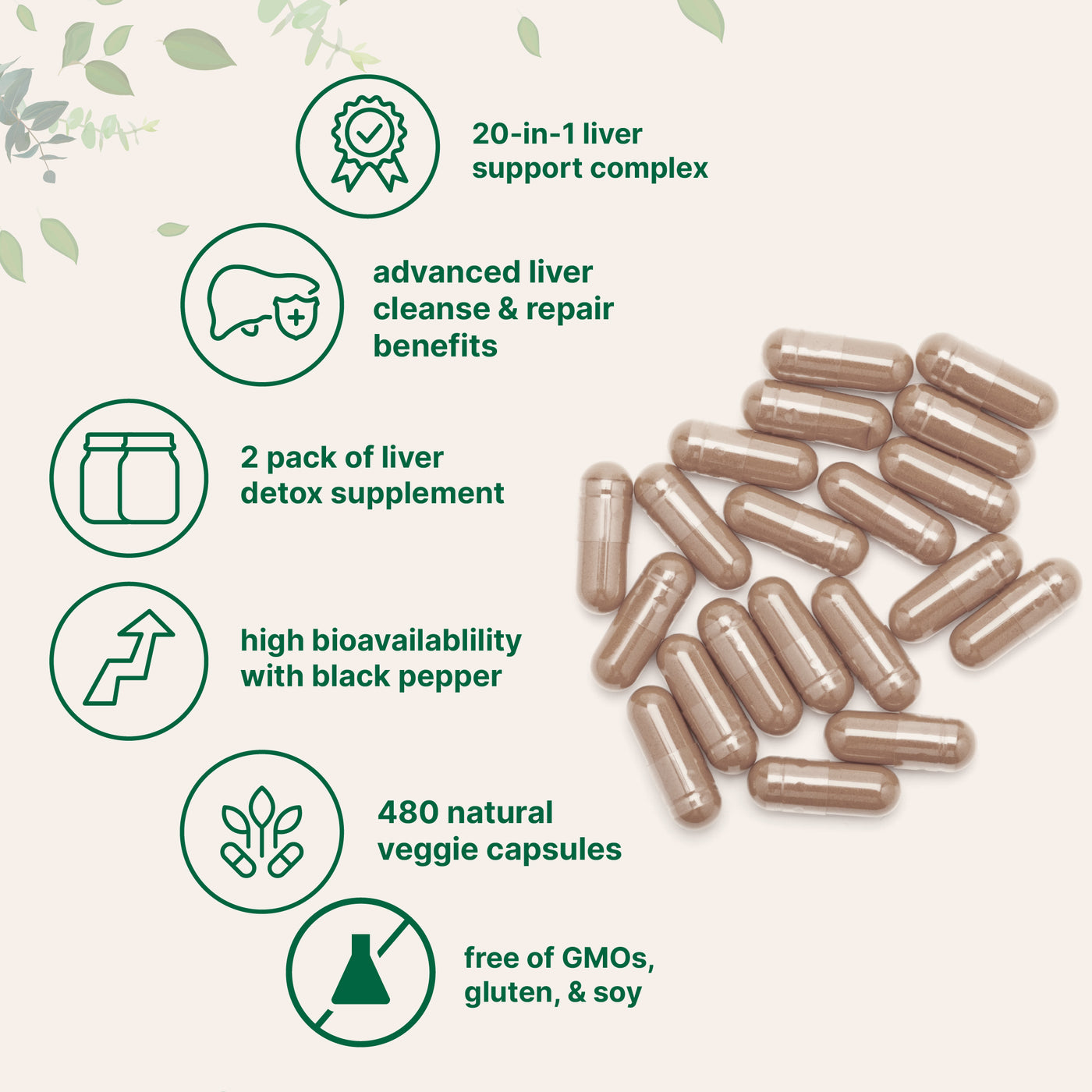 Liver Detox, 480 Veggie Capsules, 20-in-1 Advanced Complex