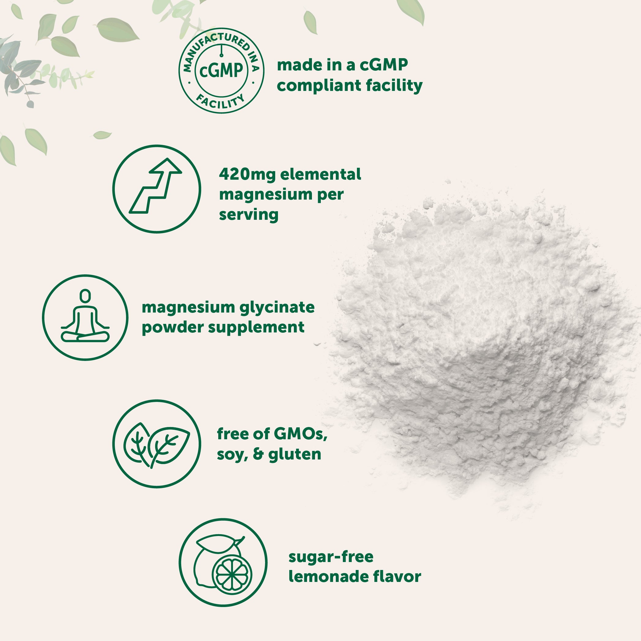 Micro Ingredients Magnesium Glycinate Powder Lemon Flavor 12oz