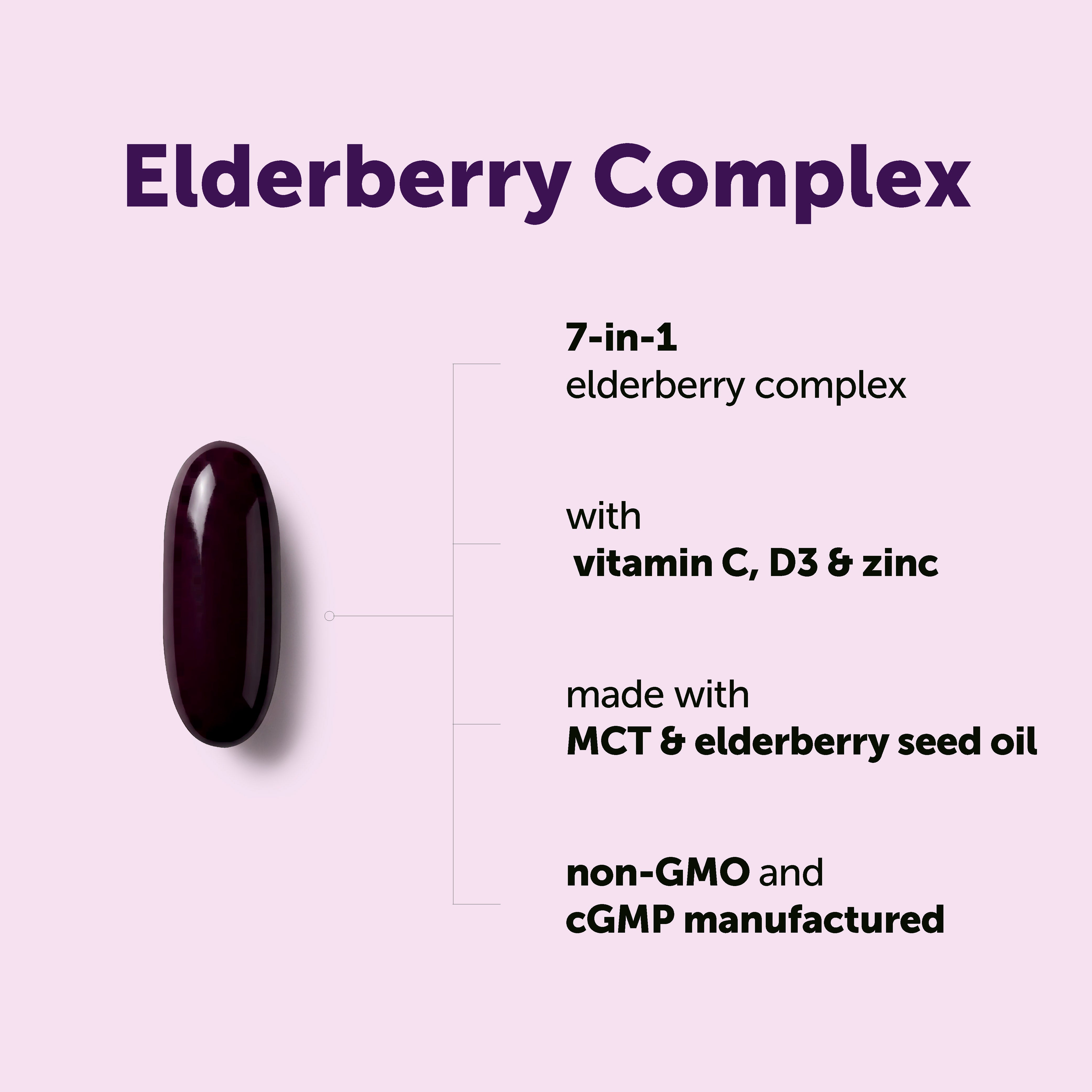 Micro Ingredients Elderberry Complex with MCT & Elderberry Seed Oil, 360 Softgels