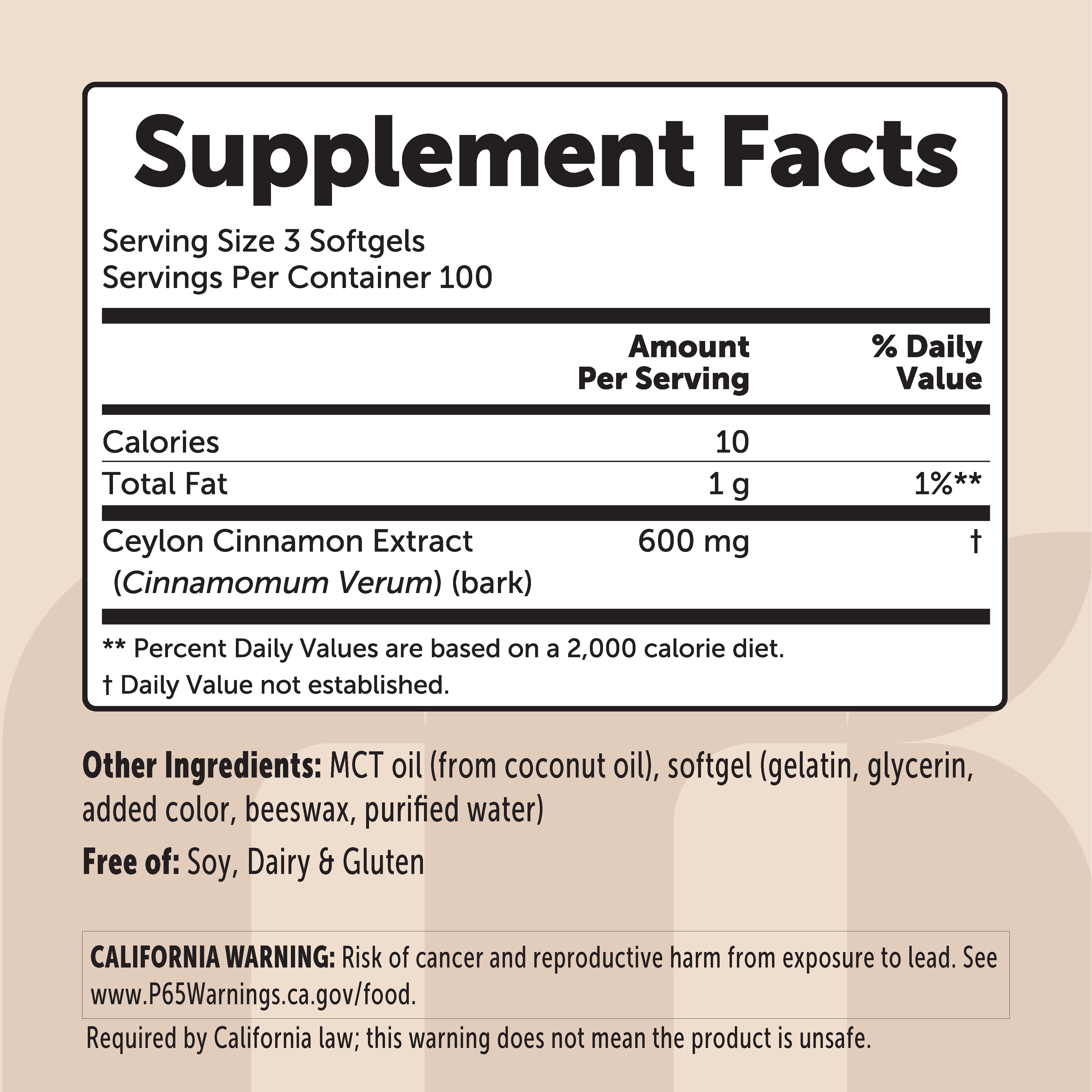 Micro Ingredients Ceylon Cinnamon, 300 Softgels with MCT Oil