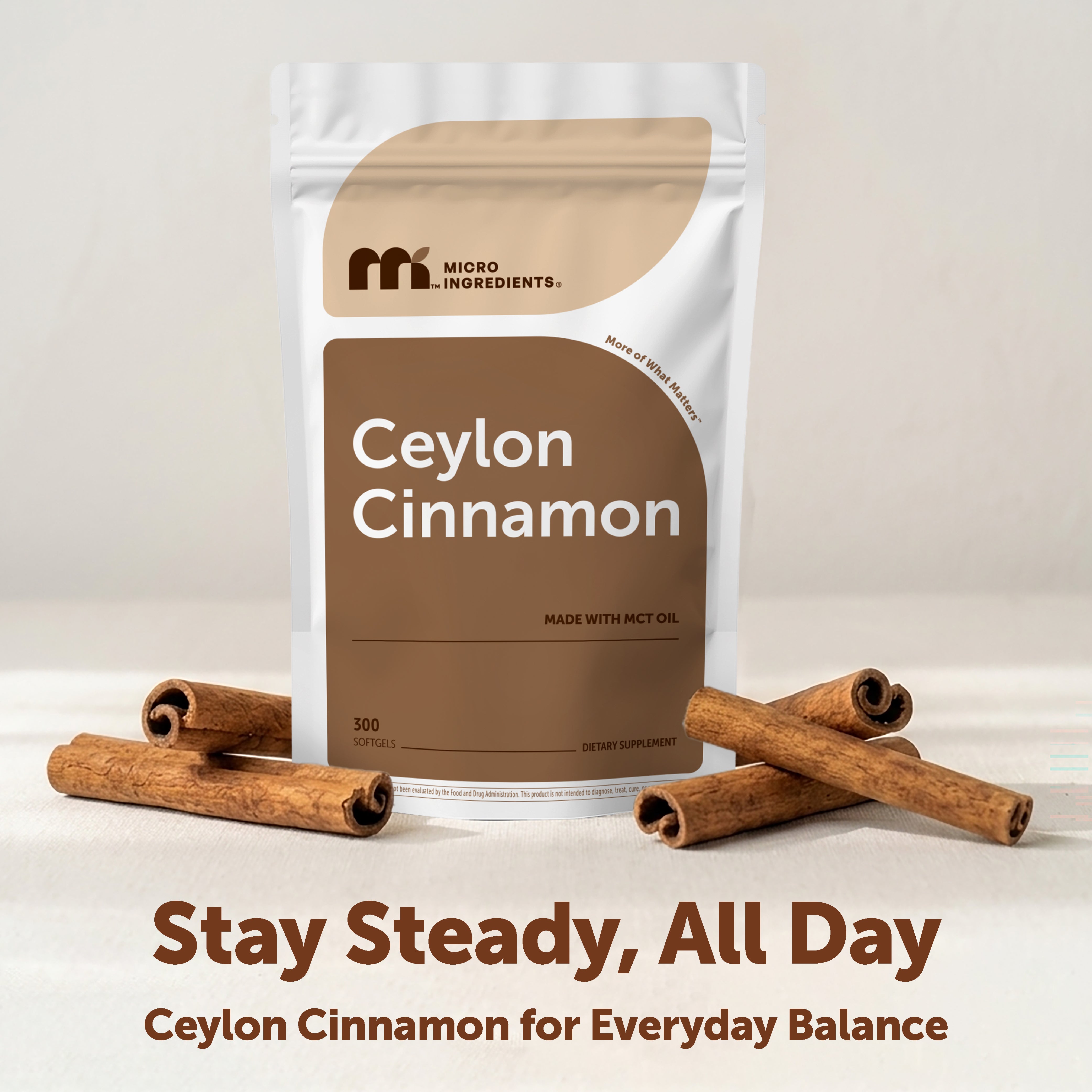 Micro Ingredients Ceylon Cinnamon, 300 Softgels with MCT Oil