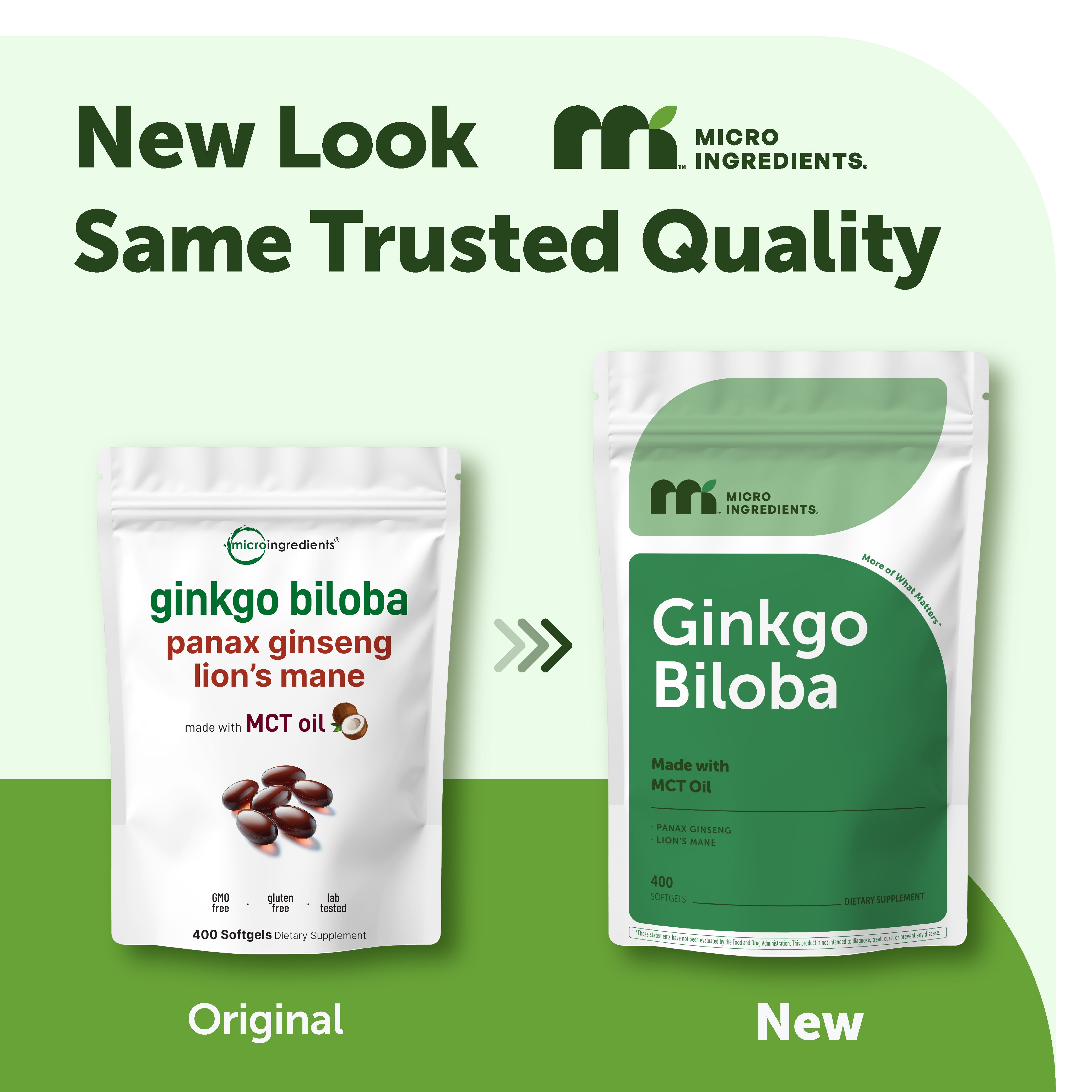 Micro Ingredients Ginkgo Biloba, 400 Softgels, 3-in-1 with Ginseng & Lions Mane