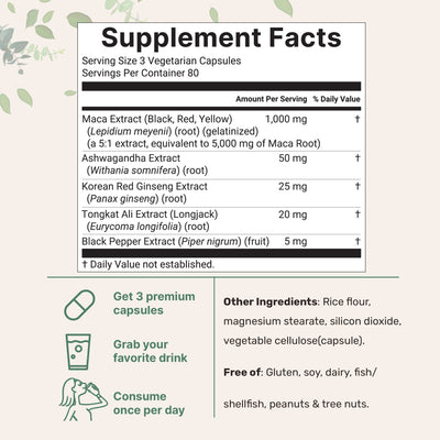 Micro Ingredients Maca Root 5,000mg Equivalent | 240 Veggie Capsules