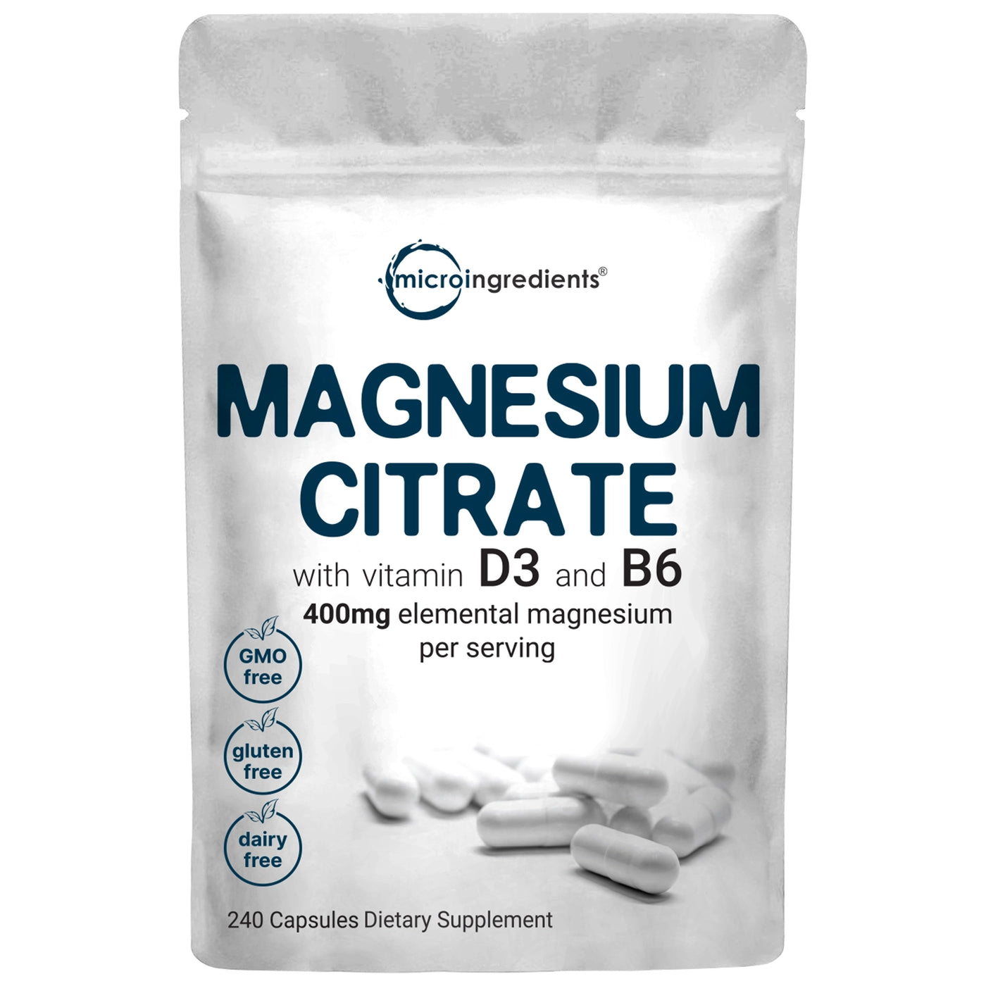 Magnesium Citrate 400mg with Vitamin D3 & B6 front
