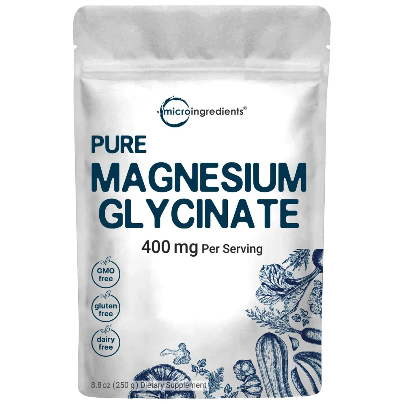 Magnesium Glycinate Powder, 250 Grams Front
