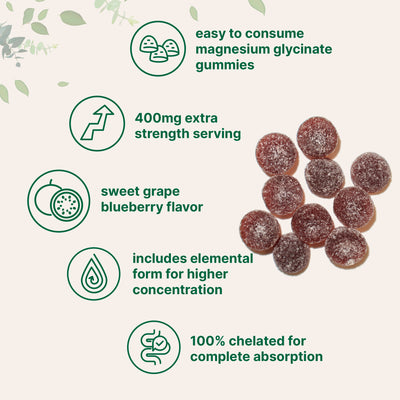 Magnesium Glycinate Gummies 400mg Per Serving, 120 Count